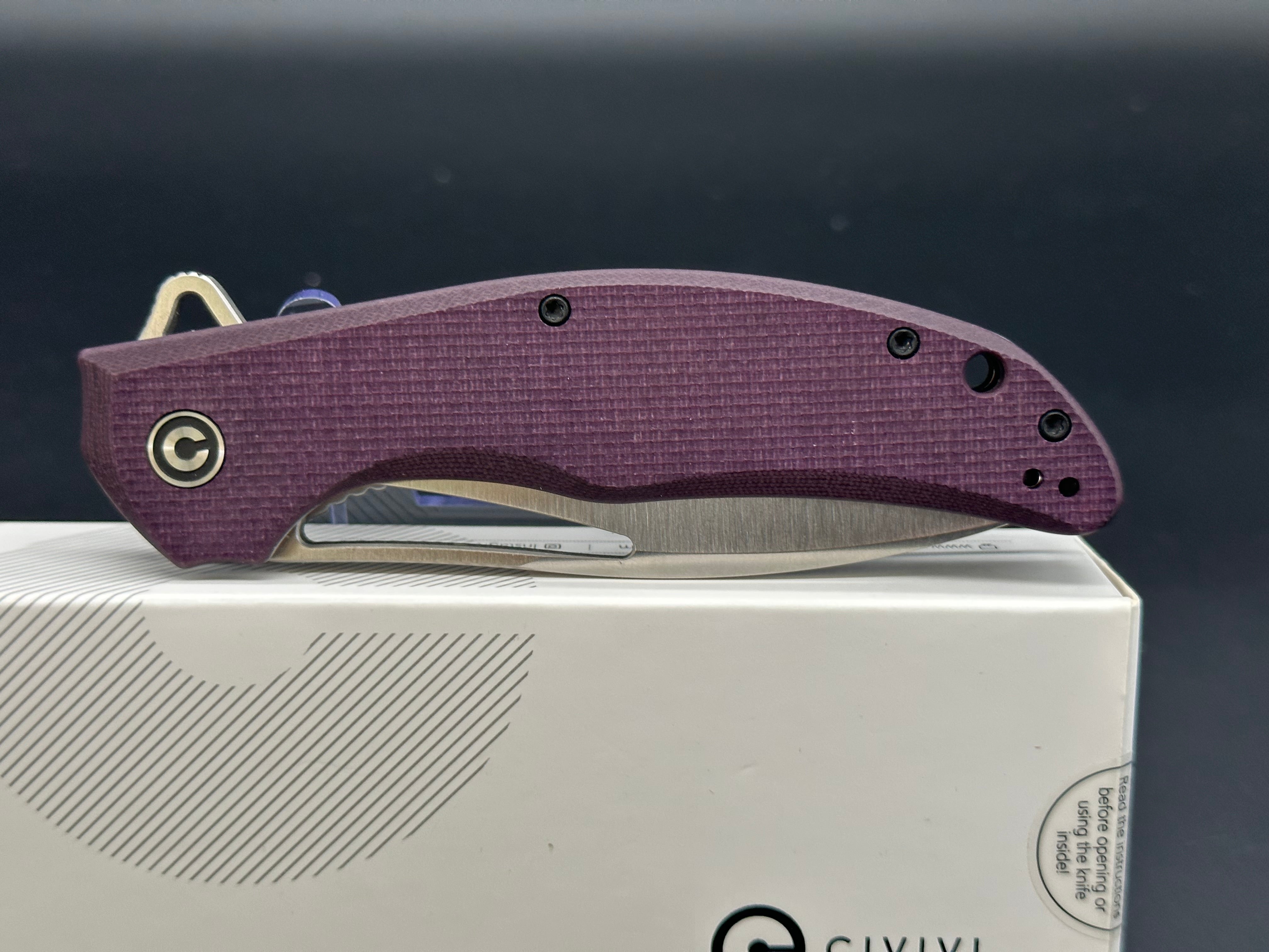 Civivi Vexer Folding Knife - Purple Dyed G10 Handle, Pocket Knife for EDC, Outdoor, Camping & Survival