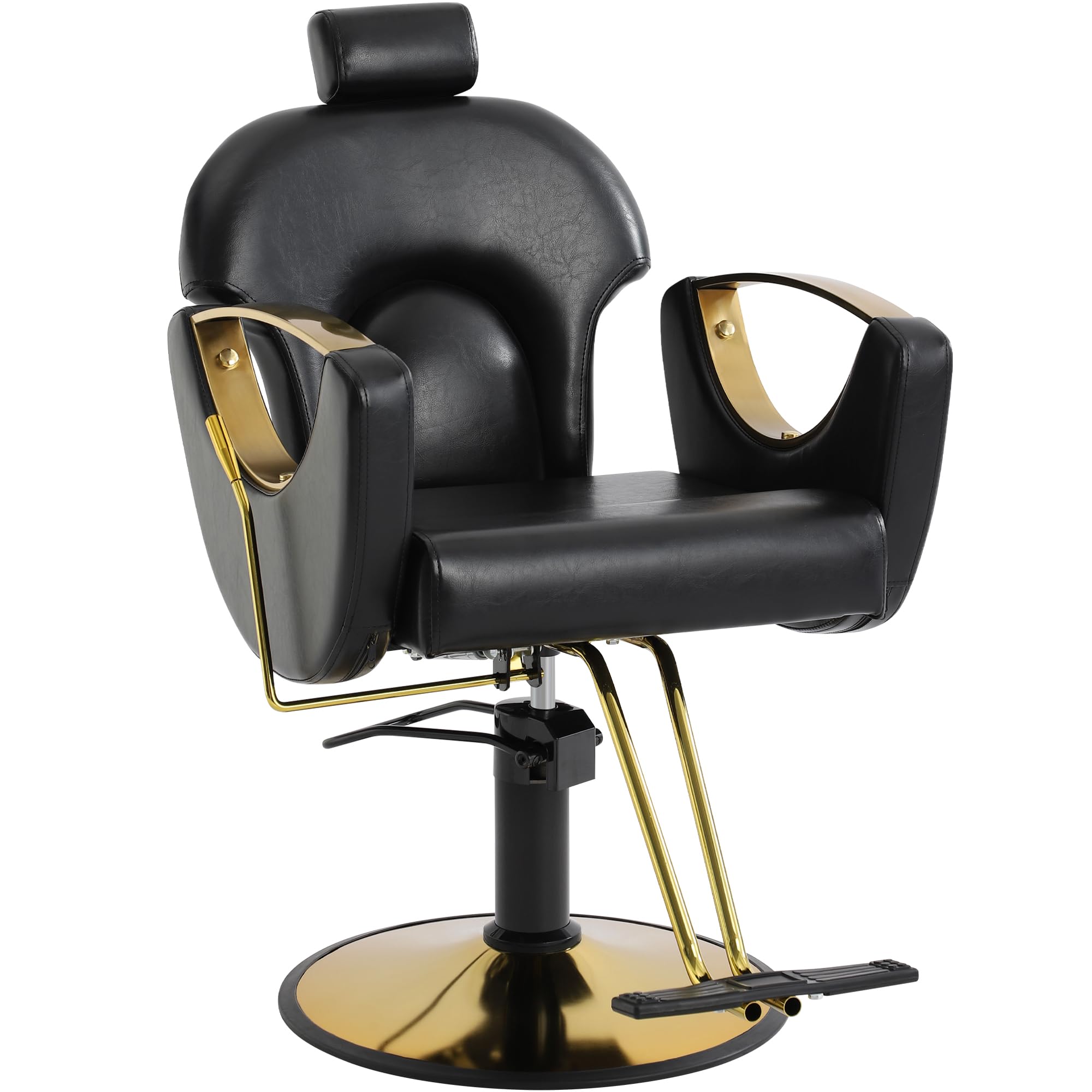 KIGOTY Professional Barber Chair - Adjustable Height Reclining Salon Chair for Hair Stylists & Tattoo Artists - Multi-Functional Shampoo & Beauty Chair - Black - Ideal for Hair Salons, Barbershops & Tattoo Studios