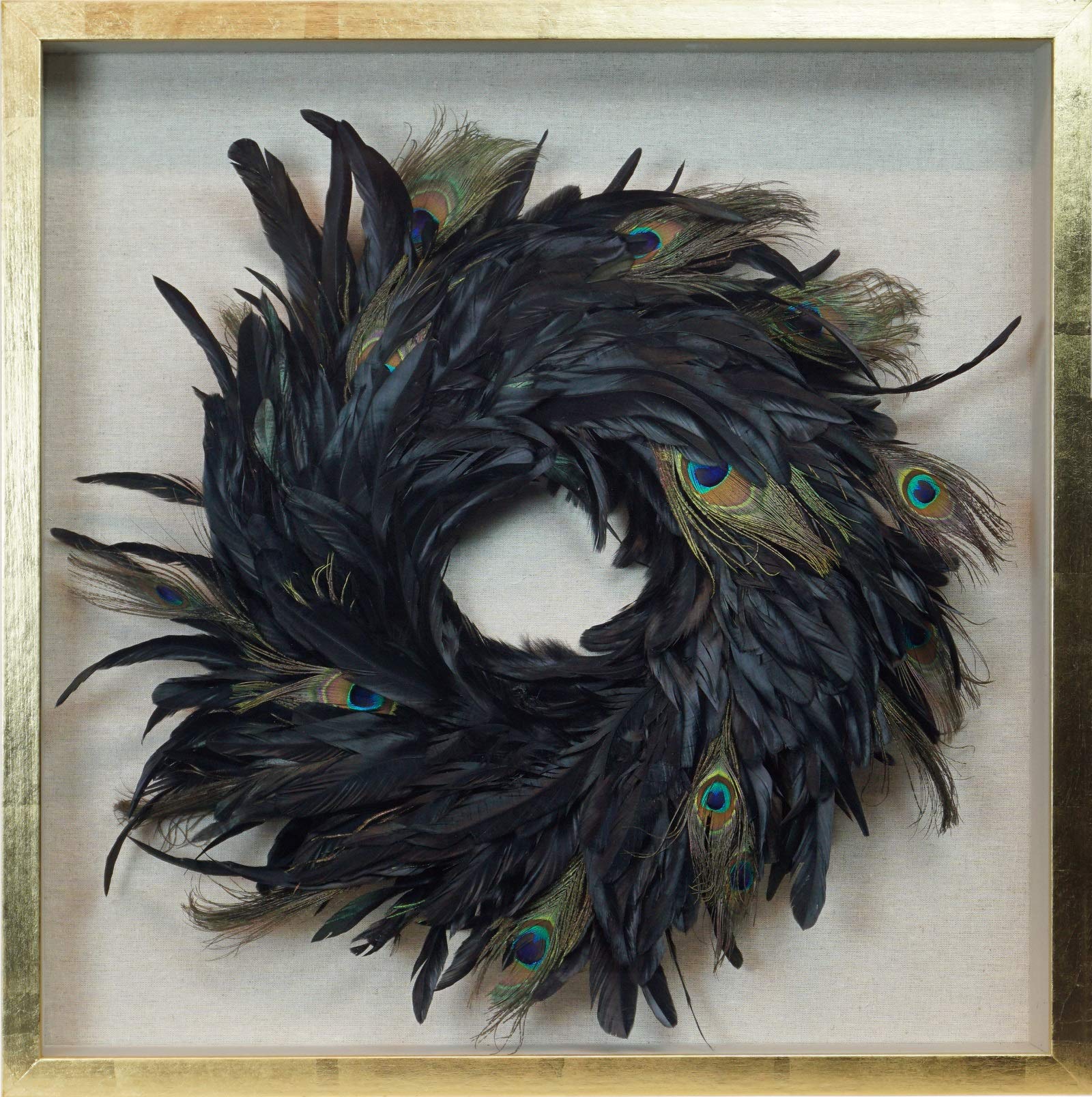 Handmade Feather Wreath Shadow Box - Elegant Wall Decor for Home, Wedding & Nursery | Rustic Boho Chic Room Decoration