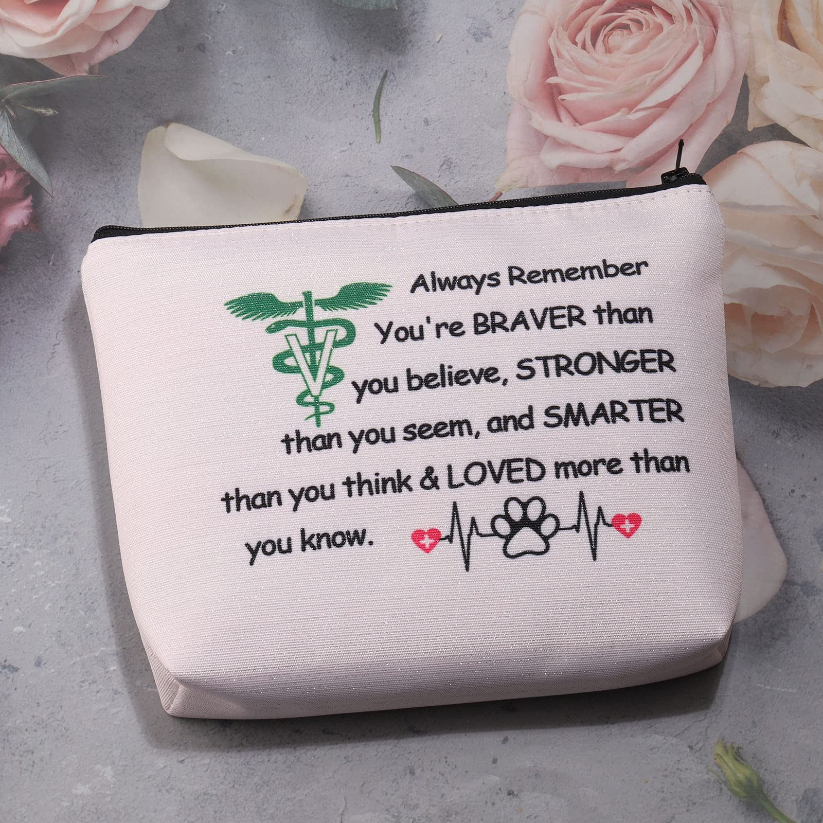 Vet Tech Gifts - Pink Veterinary Makeup Bag for Vet Assistants & Students | Waterproof Zipper Pouch for Travel, Toiletries & Cosmetics | Perfect for Clinics, School & Work Essentials