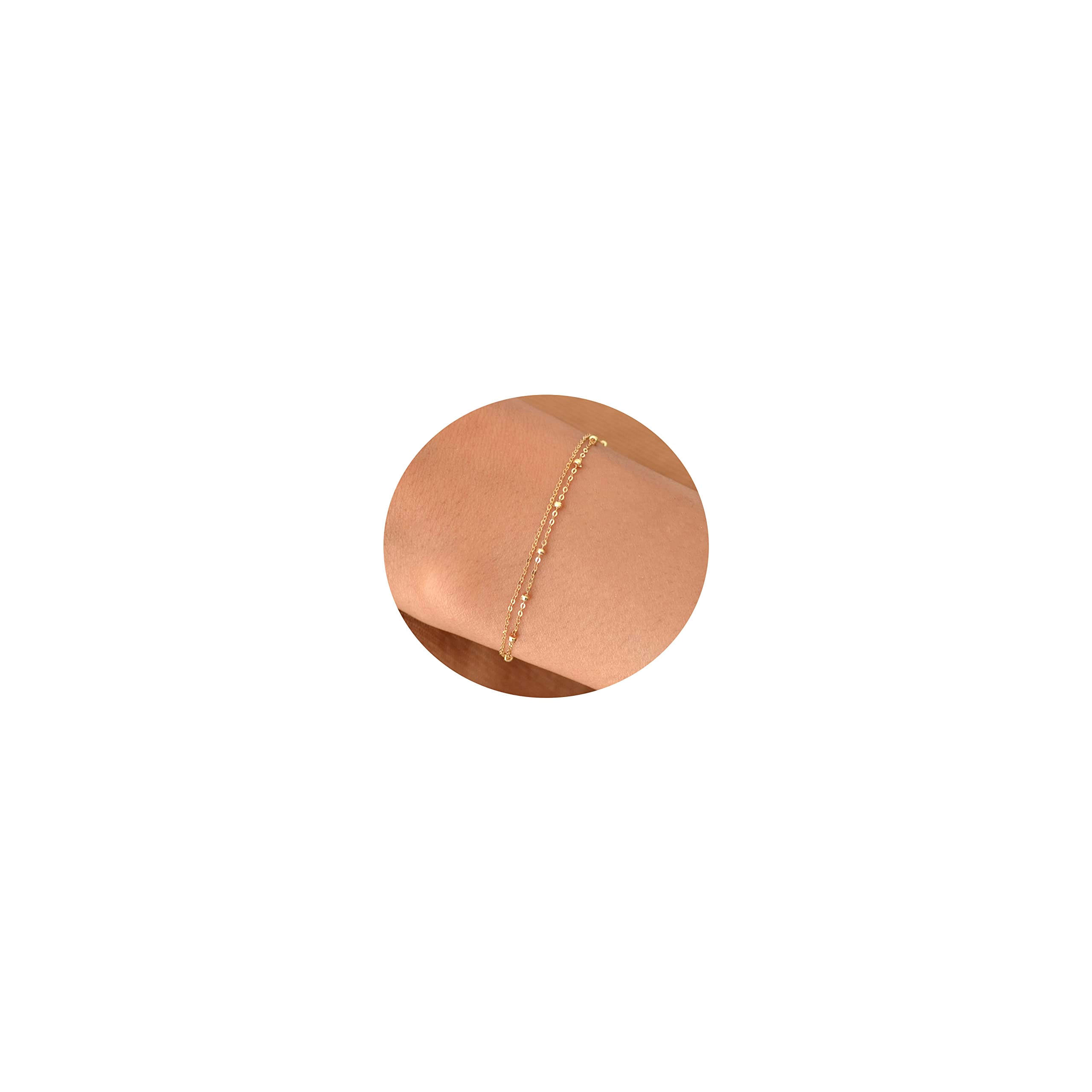 Tasiso Dainty Gold Bracelets for Women - Tiny Sideways Cross & Layered Pearl Bracelet with Herringbone Chain & Toggle Clasp | Minimalist Handmade Jewelry Gift for Her | Perfect for Daily Wear, Layering & Special Occasions