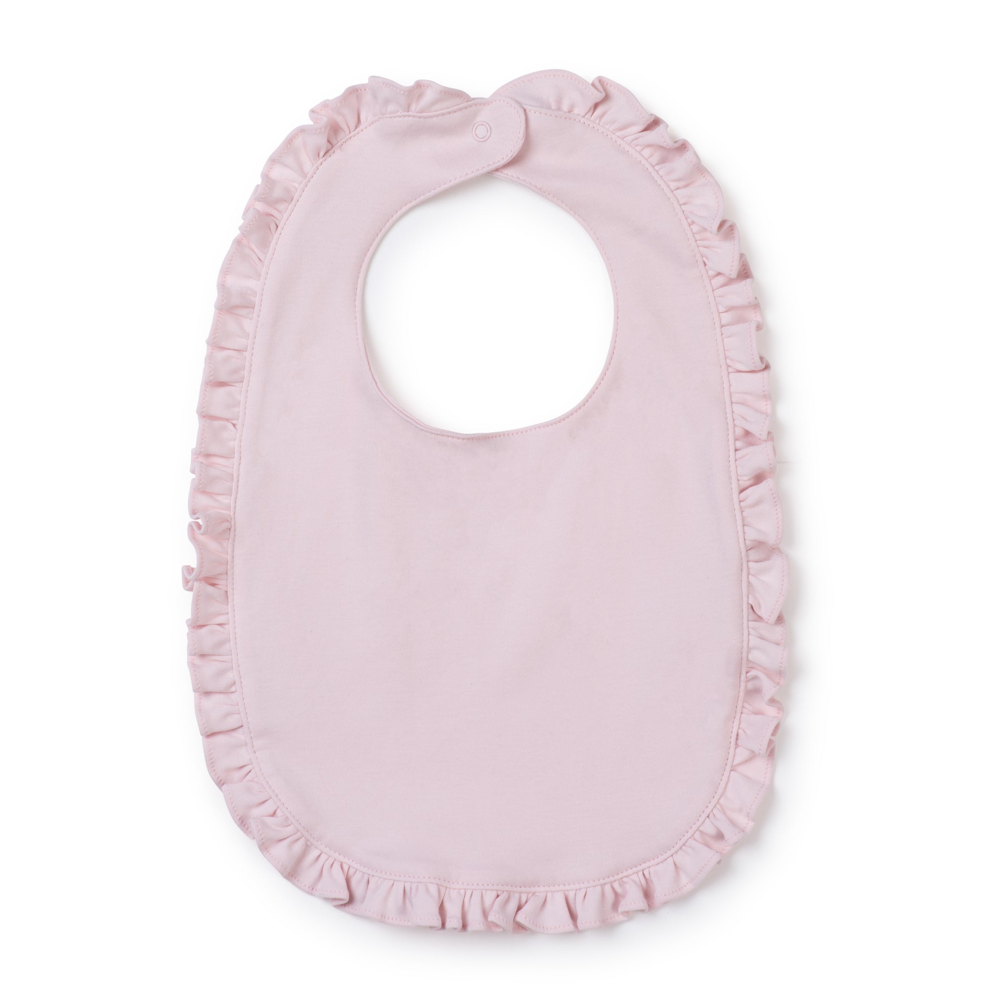 Personalized Light Pink Ruffled Edge Baby Bib - Soft & Absorbent for Messy Meals, Feeding Time, and Toddler Outfits