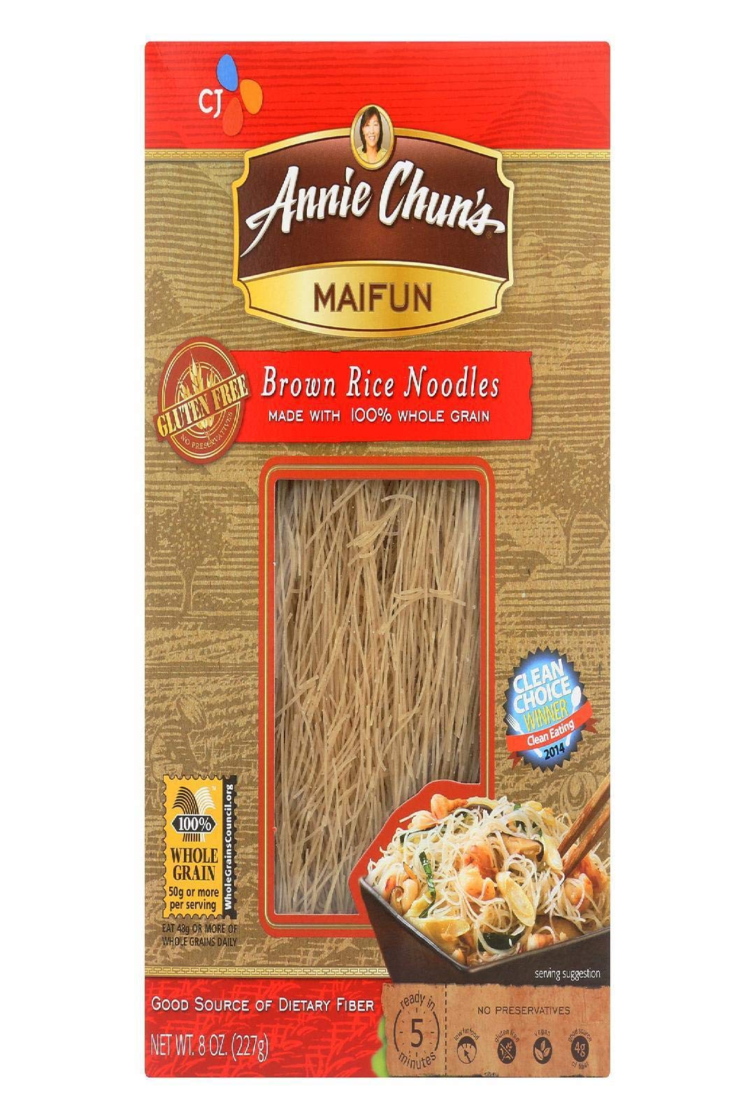 Annie Chun's Gluten-Free Brown Rice Maifun Noodles - 8 oz Pack | Asian Stir Fry, Soup & Salad Base | Quick Healthy Meal Solution