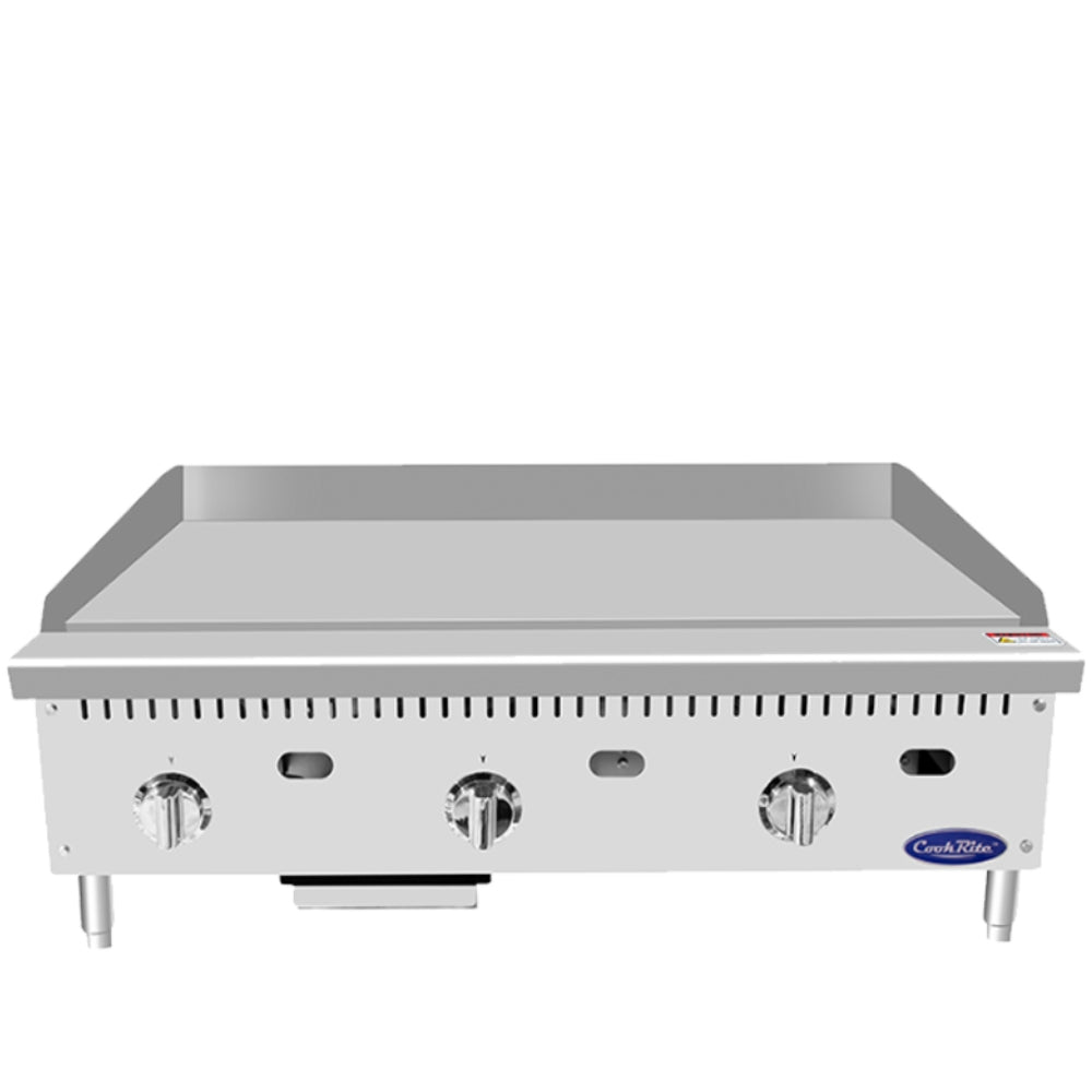 Atosa 36 Inch Commercial Gas Griddle with Stainless Steel Plate & Thermostatic Controls - Natural Gas Powered - Perfect for Restaurants, Diners, and Food Trucks