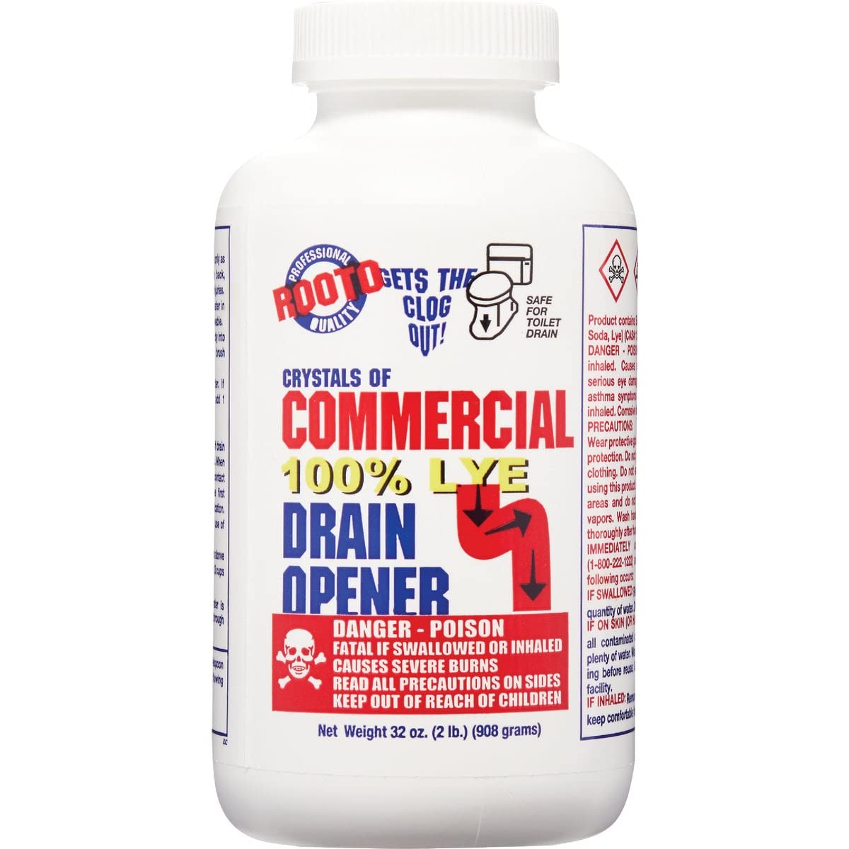 1033 Commercial Crystal Drain Cleaner - Heavy Duty Clog Remover for Kitchen, Bathroom & Sink - Fast Acting Pipe Unclogger for Homes & Restaurants