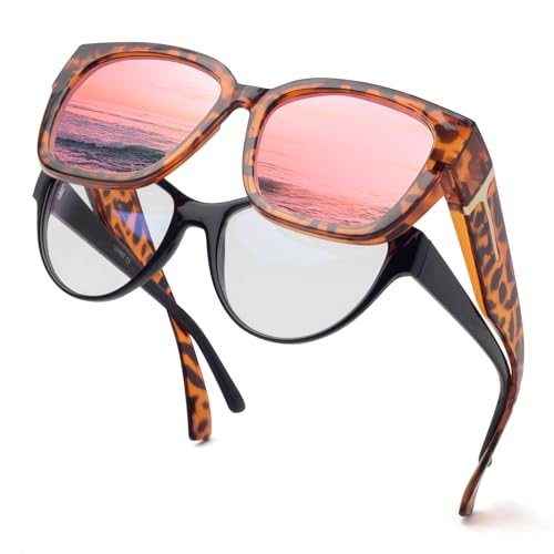 Brown Leopard Frame/Mirrored Pink Lens