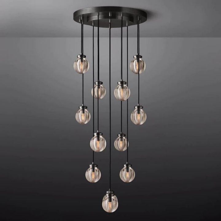 Augety Modern Round Chandelier - 22 Inch Spherical Crystal Ceiling Light Fixture for Dining Room, Living Room, Bedroom, and Foyer Lighting