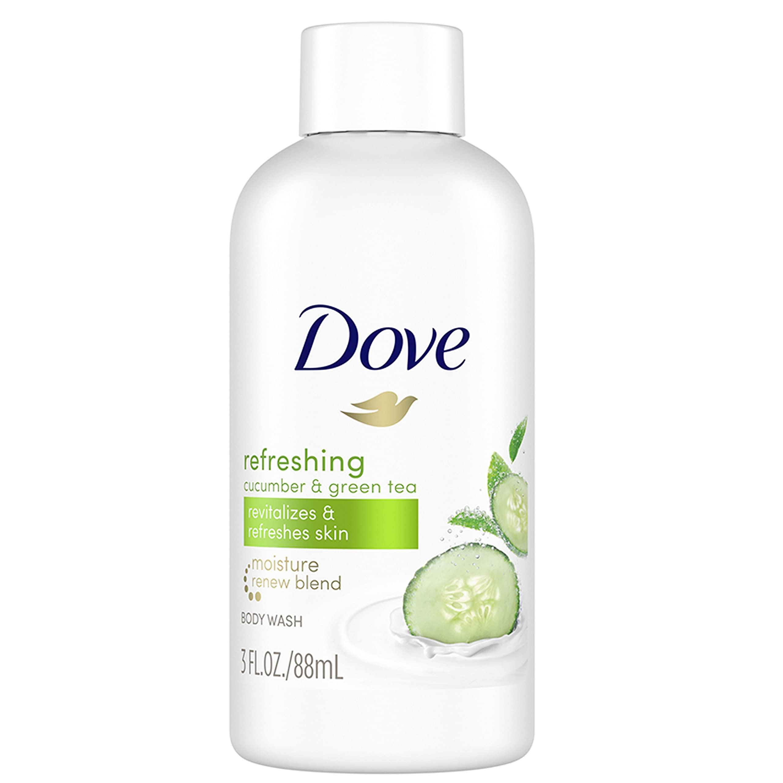 Dove Go Fresh Body Wash 24-Pack - Cucumber & Green Tea Scent, 3 oz Each | Refreshing Daily Shower Gel for Hydrated Skin, Perfect for Gym & Travel