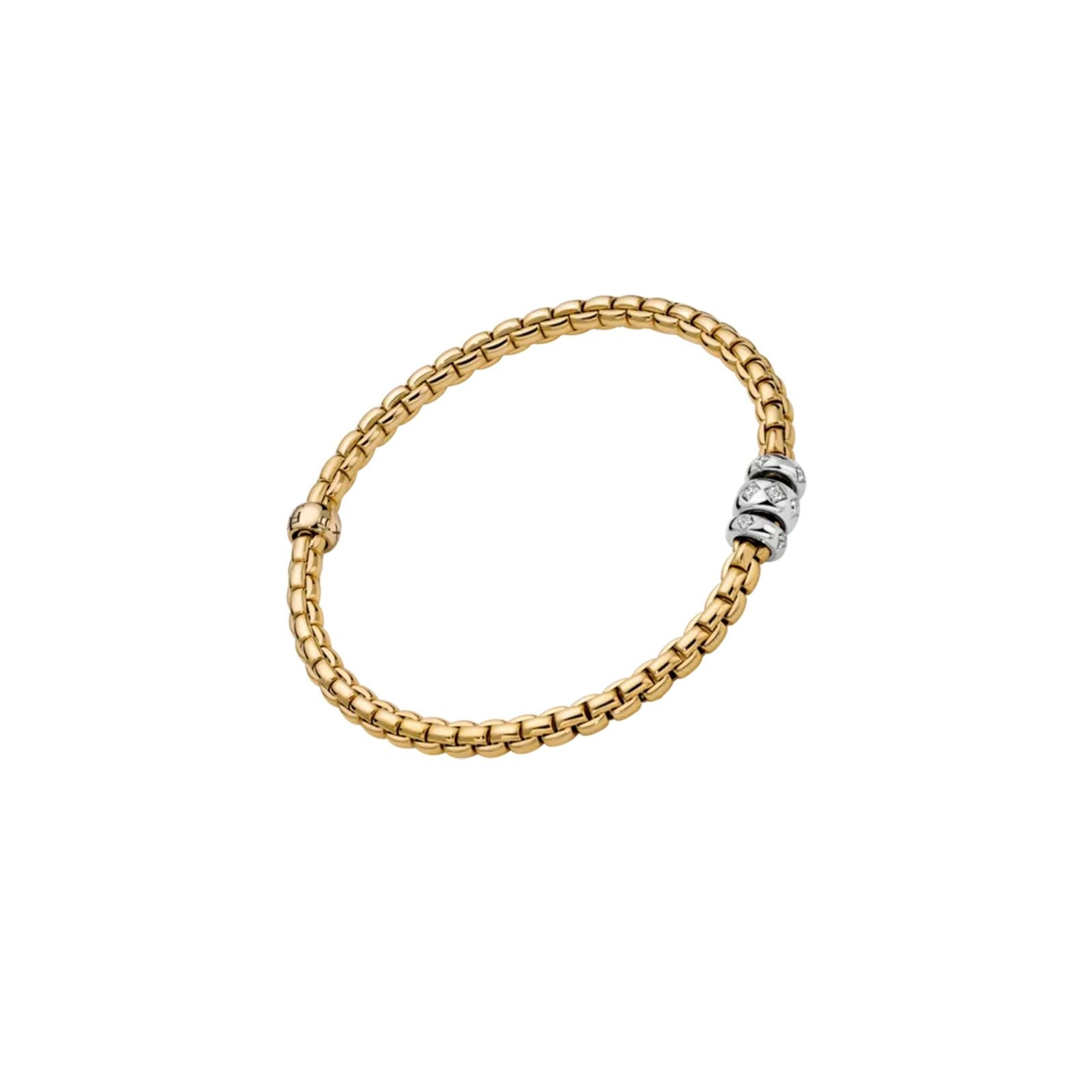 18K Yellow & White Gold Flex'it Diamond Bracelet for Women - Elegant Stackable Bracelet for Everyday Wear, Gift for Her, Anniversary & Special Occasions