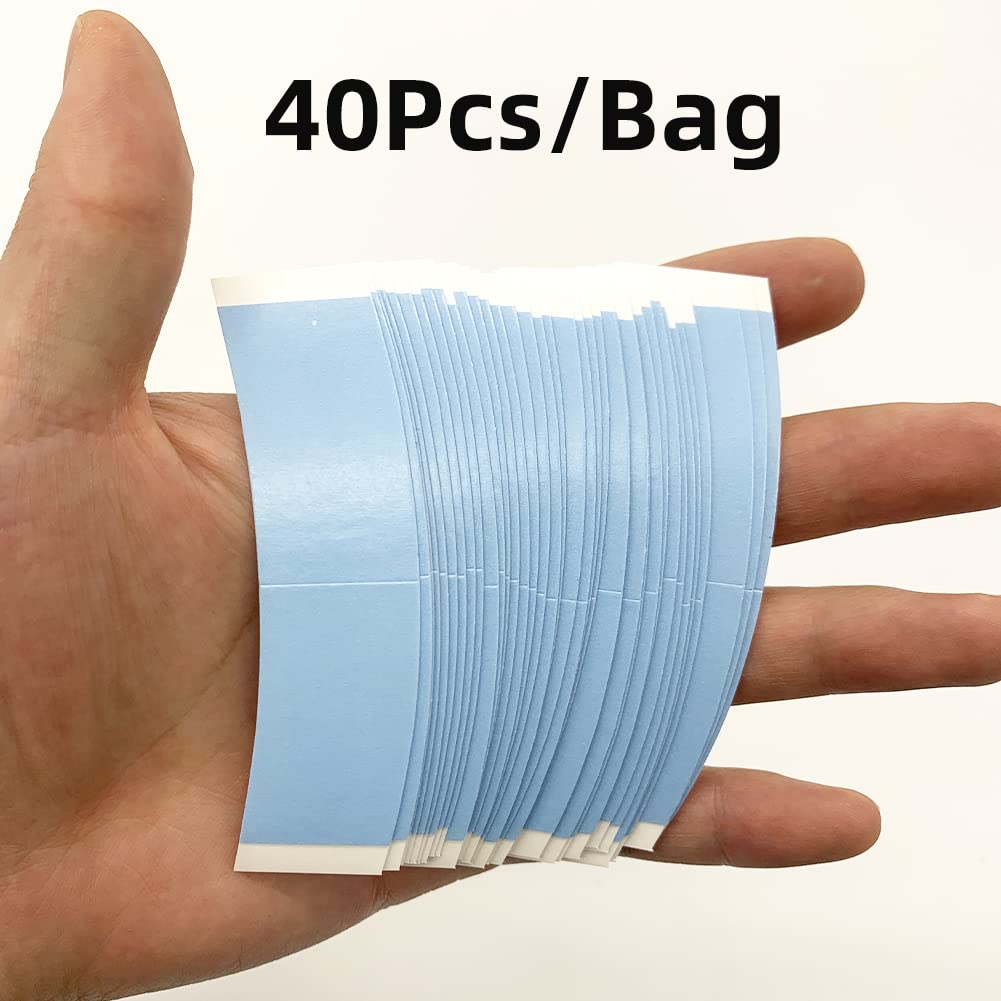 40pcs Double Sided Wig Tape - Waterproof & Strong Hold Adhesive for Lace Front Wigs, Toupees & Hairpieces - Clear Invisible Tape for All-Day Wear - Perfect for Daily Use, Cosplay & Special Occasions