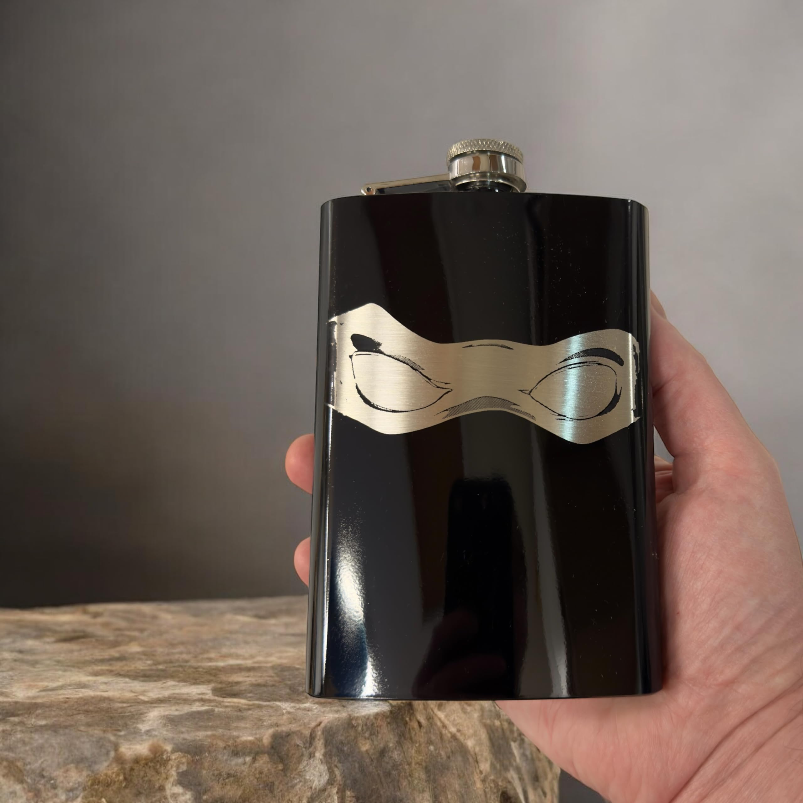 8oz Black Ninja Mask Flask - Insulated Stainless Steel Water Bottle for Outdoor, Gym, Hiking & Travel - Leakproof & Durable
