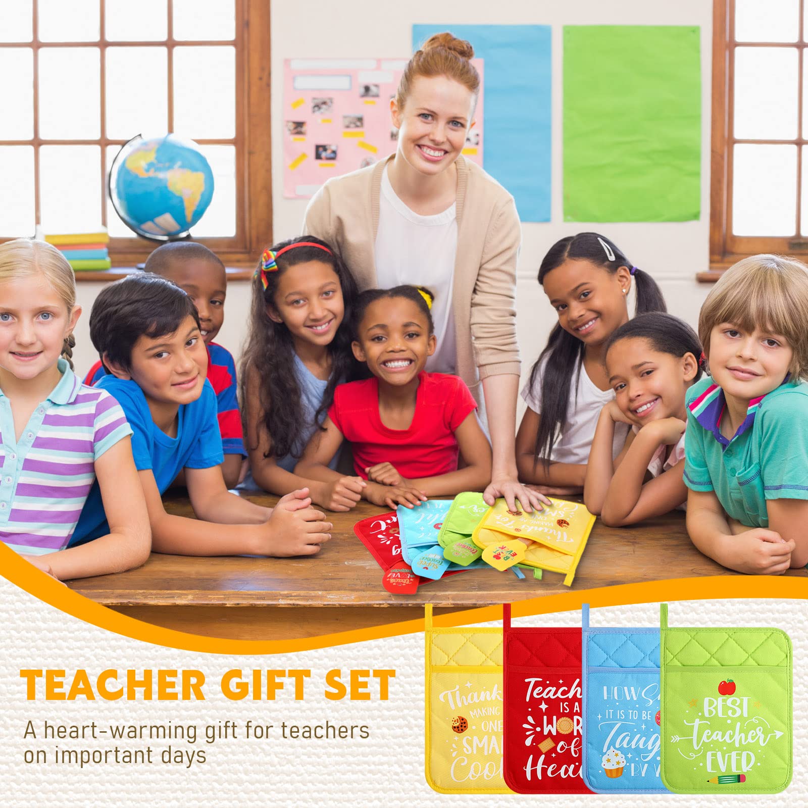 Lallisa 16-Piece Christmas Teacher Appreciation Gift Set - Heat Resistant Silicone Spatula with Wooden Handle & Oven Mitts - Perfect Baking Tools for End of Year Gifts, Classroom Use & Holiday Cooking