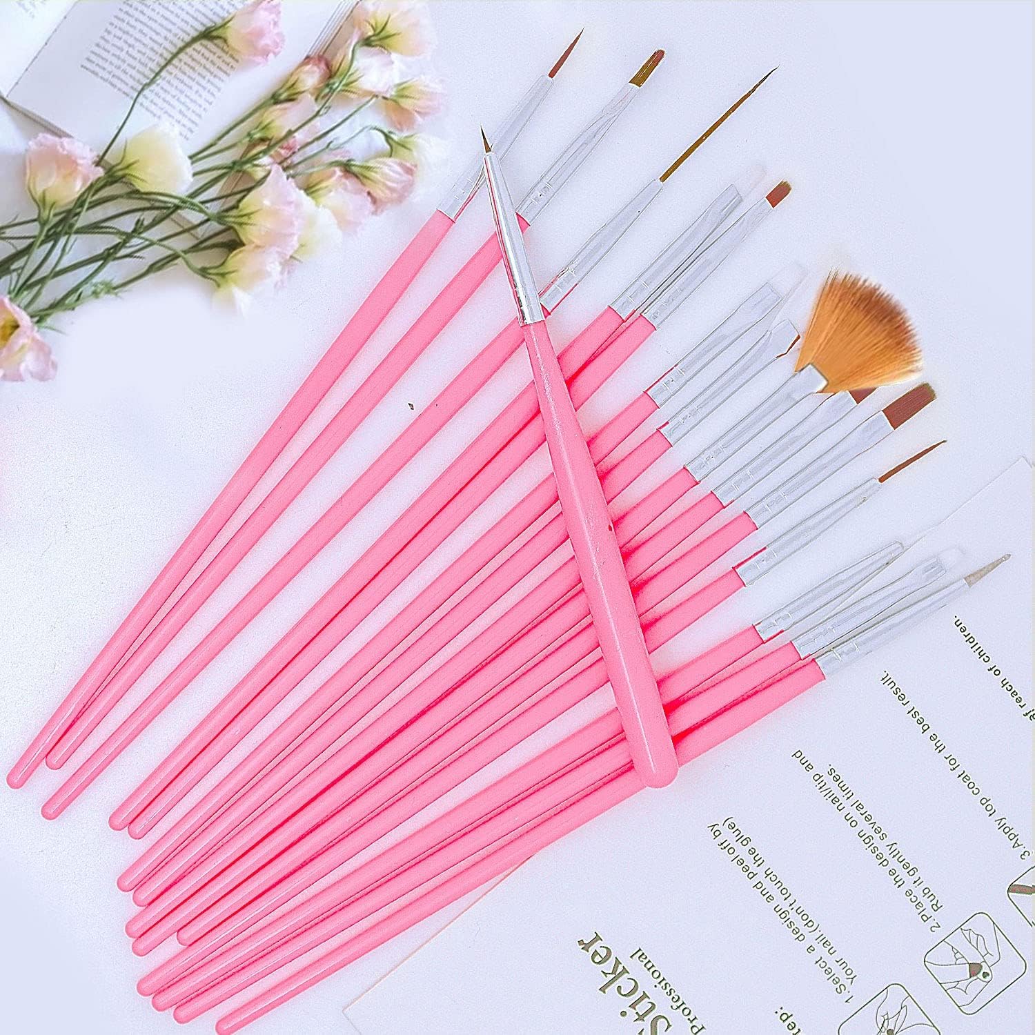 20-Piece Professional Nail Art Brush Set with Dotting Tools - UV Polish & Design Painting Kit for Salon & DIY Manicures - Perfect for Gel, Acrylic Nails & Creative Nail Art Designs