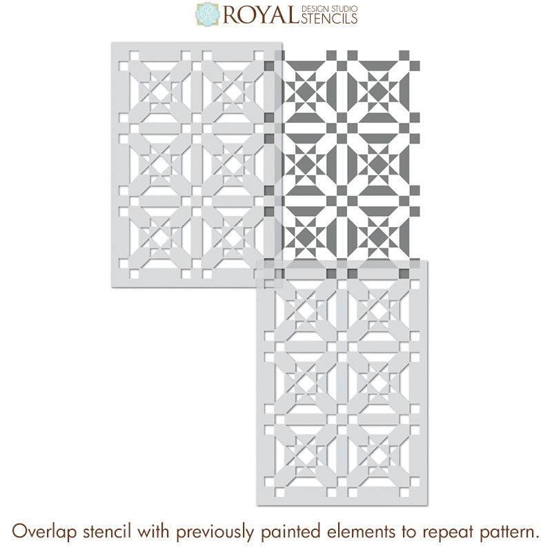 Modern Optical Floor Stencil for DIY Home Decor - Perfect for Concrete, Wood, and Tile Floors - Creative Painting & Stenciling Projects