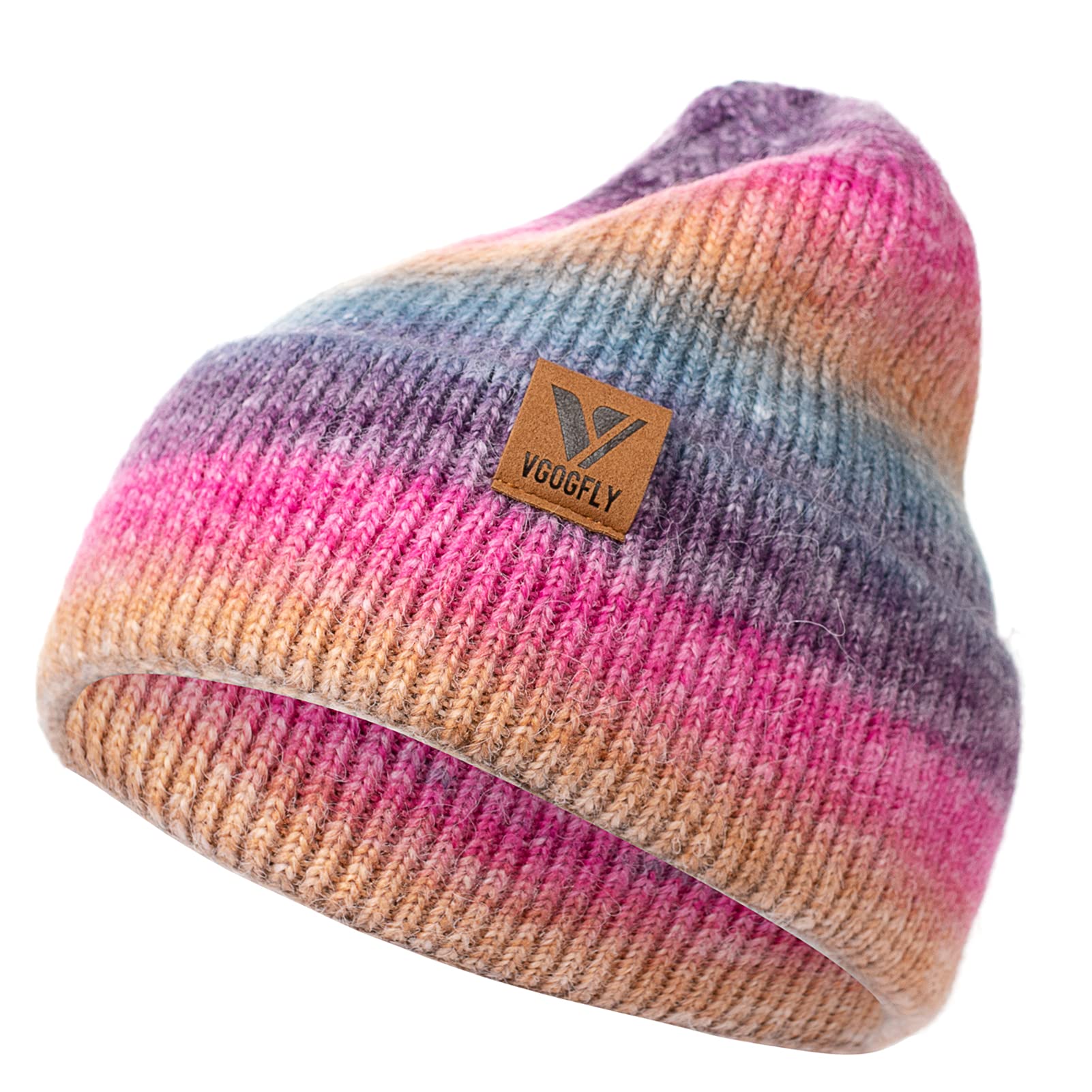 Vgogfly Slouchy Knit Skull Cap - Warm Winter Beanie Hat for Men & Women - Striped & Plain Cuffed Design - Perfect for Skiing, Snowboarding & Cold Weather Activities