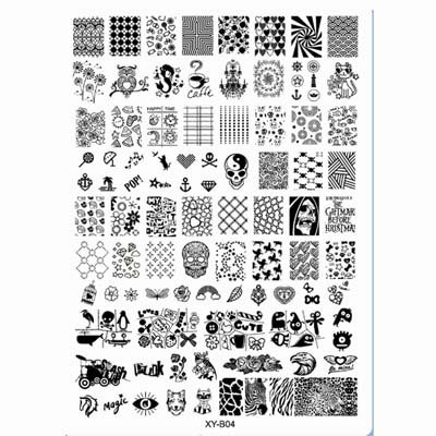 XYB4 Acrylic Nail Stamping Plates - Transparent French Manicure Templates with Lace & Floral Designs for Nail Art | DIY Nail Polish Transfer Tools for Salon & Home Use