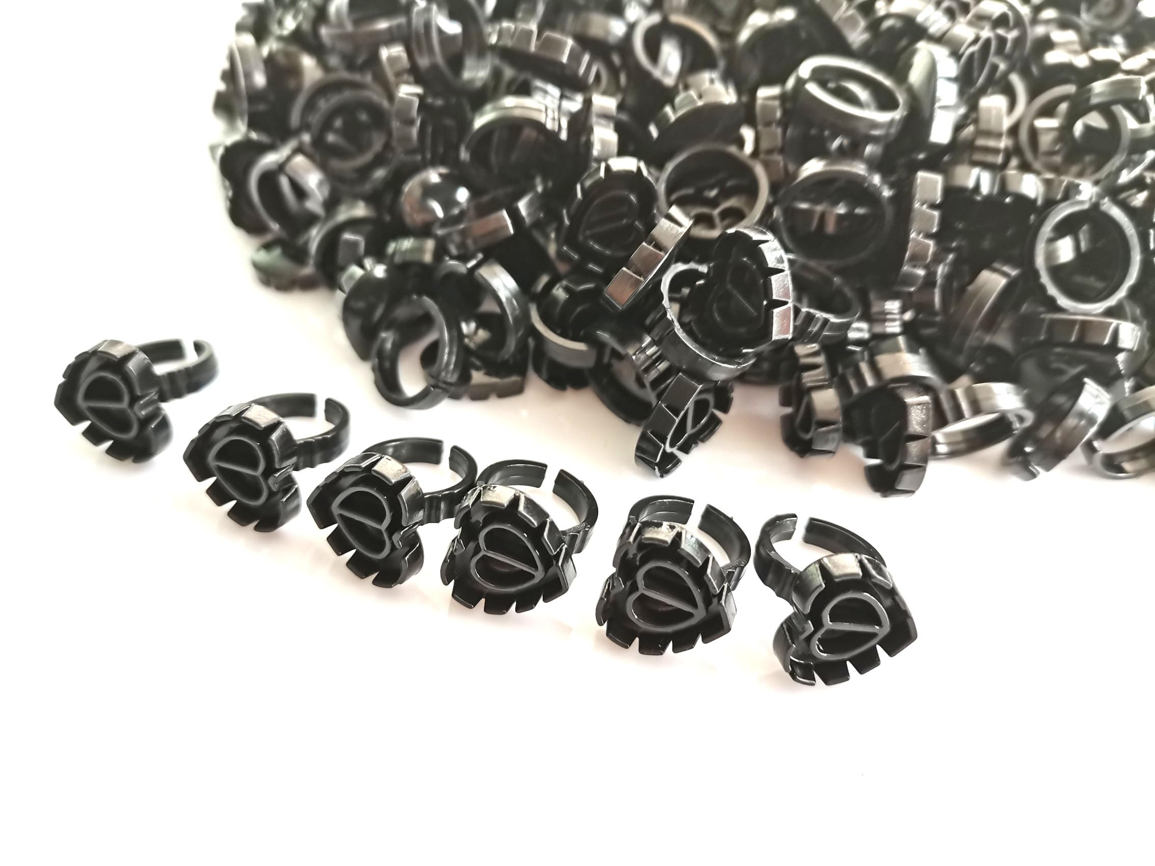 **300PCS Black Disposable Eyelash Glue Rings - Heart & Flower Shaped Lash Glue Holders for Eyelash Extensions - Perfect for Salon, DIY & Professional Lash Artists**