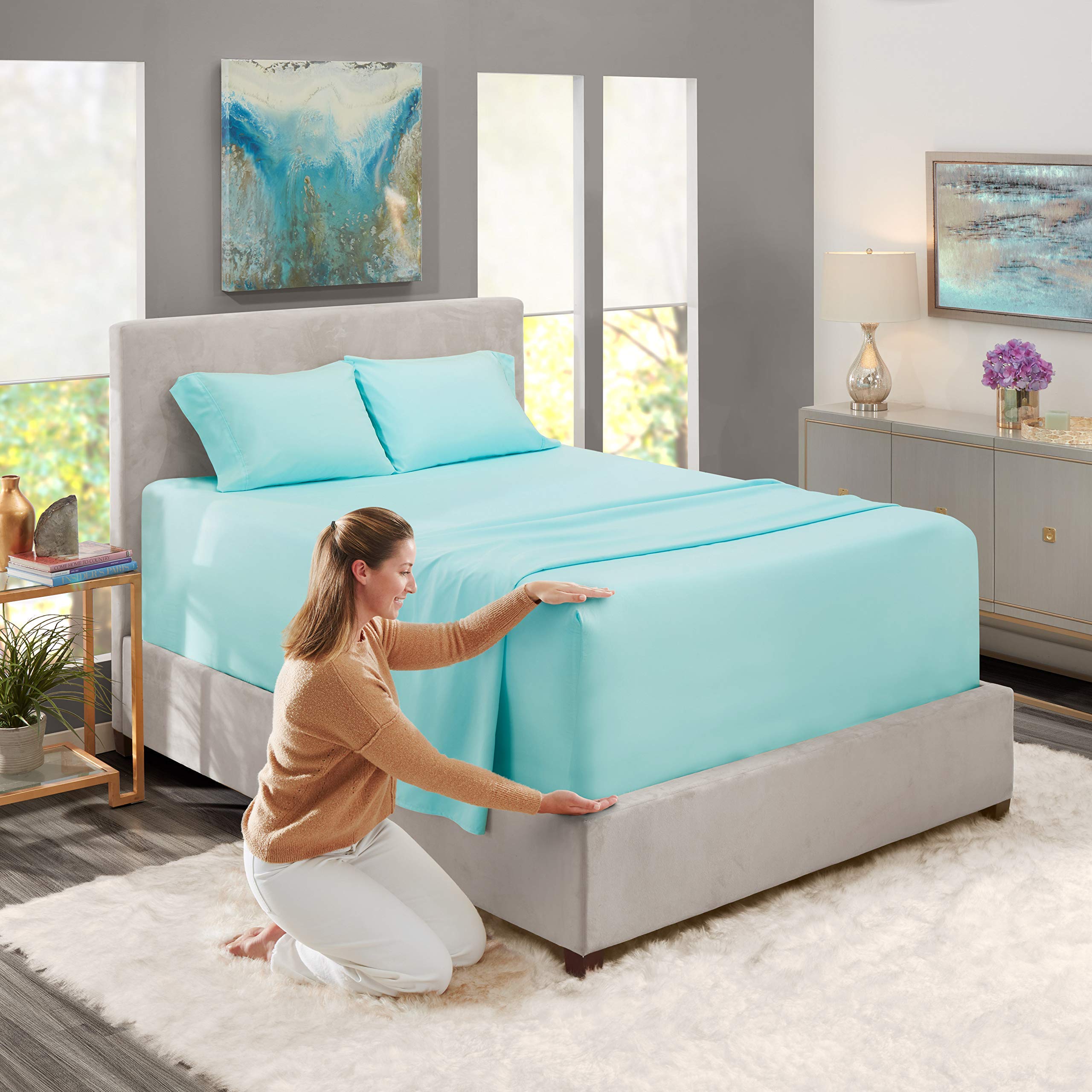 Luxury 100% Cotton 800 Thread Count Twin Size Sheet Set - 4 Piece Hotel Quality Bedding with 15