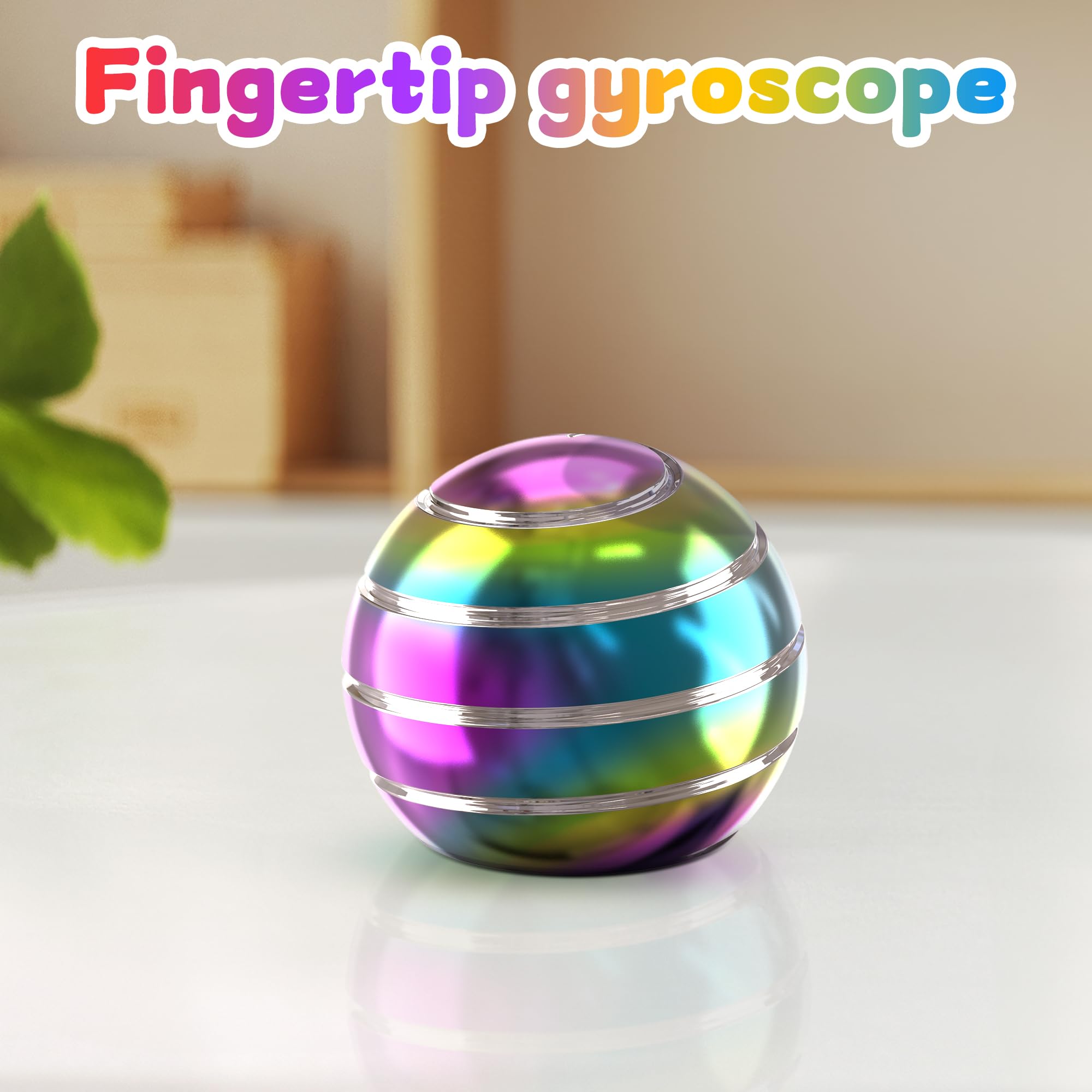Kryfa Kinetic Spinning Desk Toy for Adults - Stress Relief Fidget Toy with Rainbow Colors (1.54