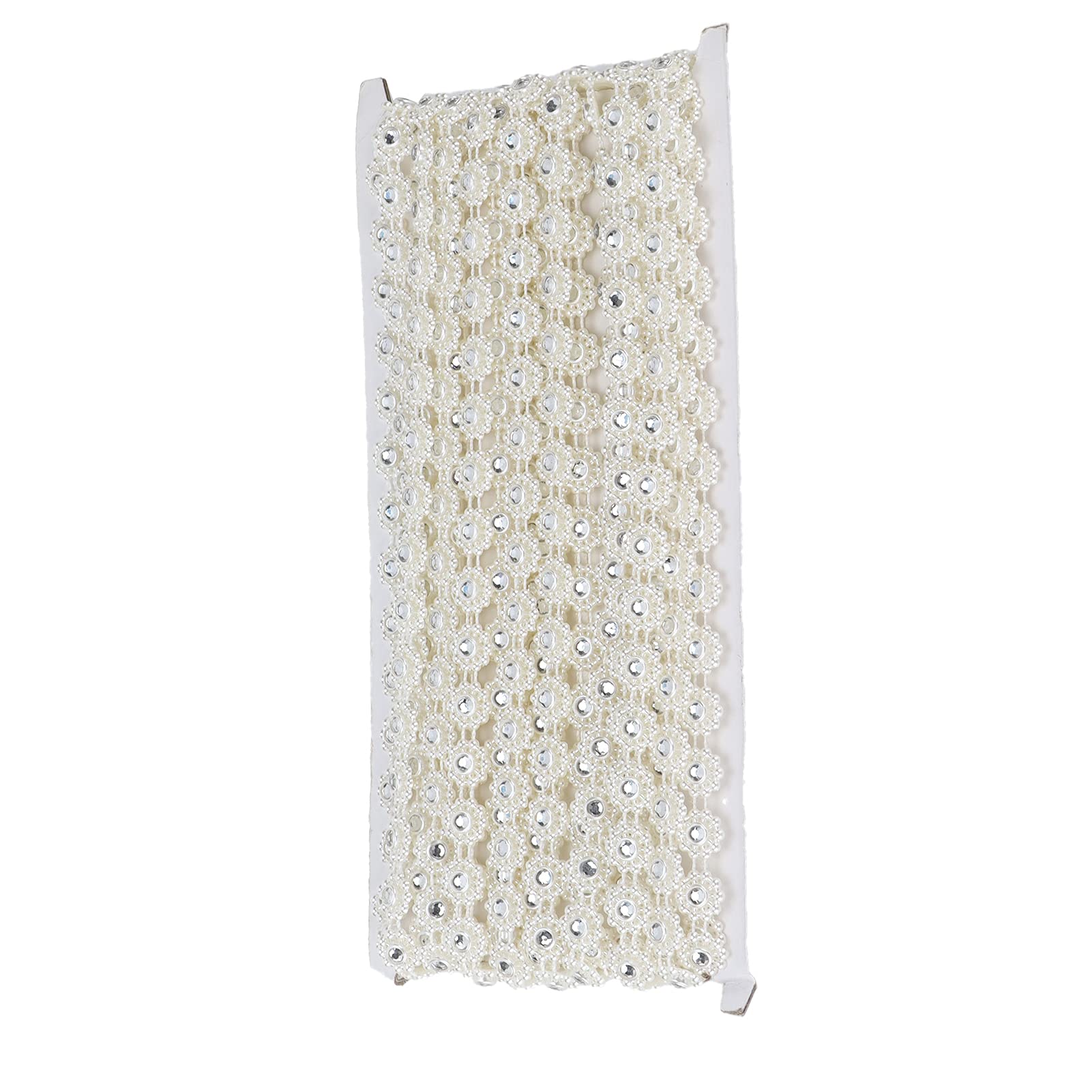 Elegant Off-White Pearl & Rhinestone Applique - Handmade Craft Embellishment for DIY, Wedding Decor, Gift Wrapping & Fashion Accessories