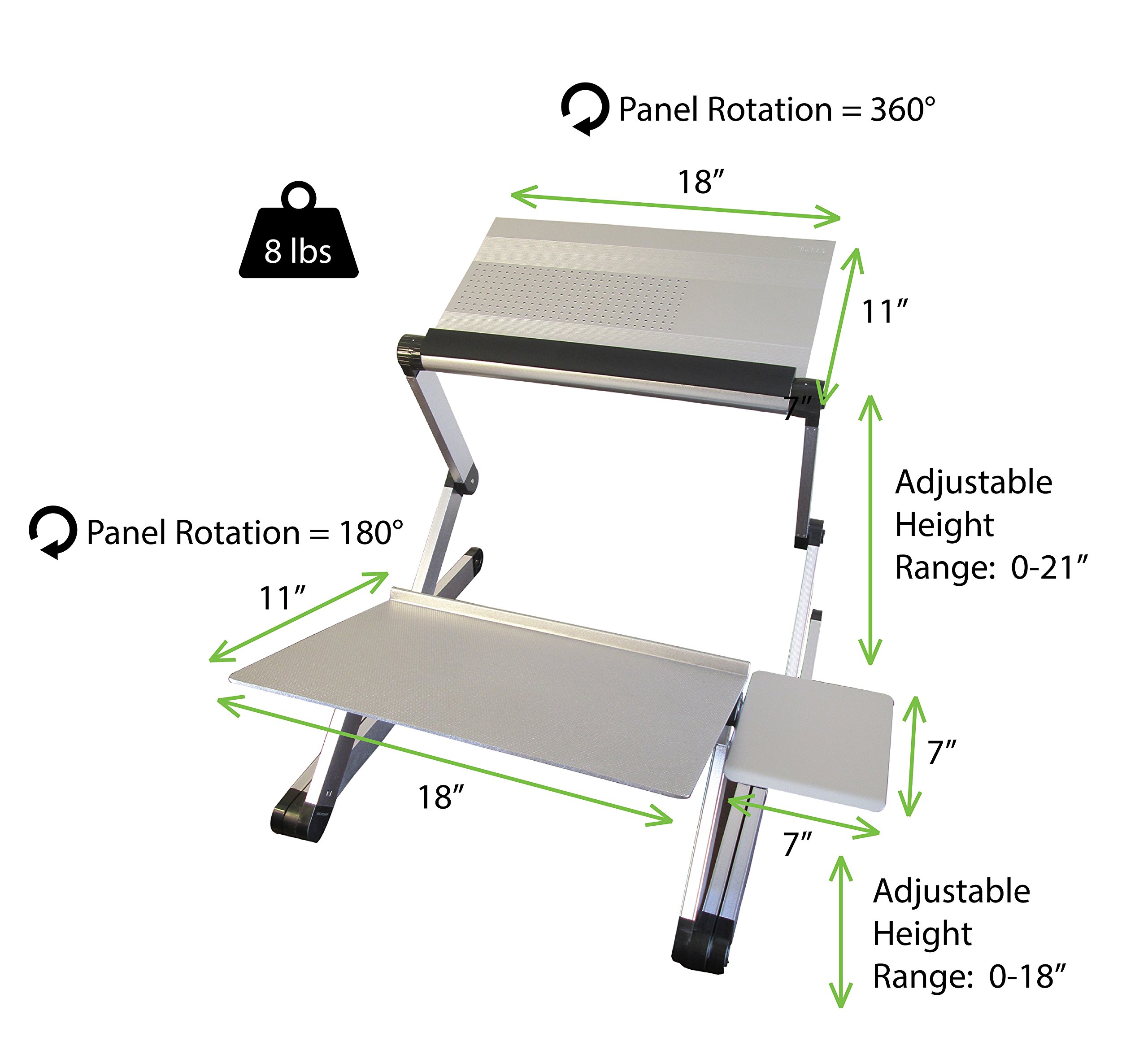 Adjustable Standing Desk Converter for Laptop & Computer - WorkEZ Sit to Stand Desk Riser with Keyboard Tray & Negative Tilt, Black | Perfect for Home Office, Gaming Setup & Workspace Ergonomics
