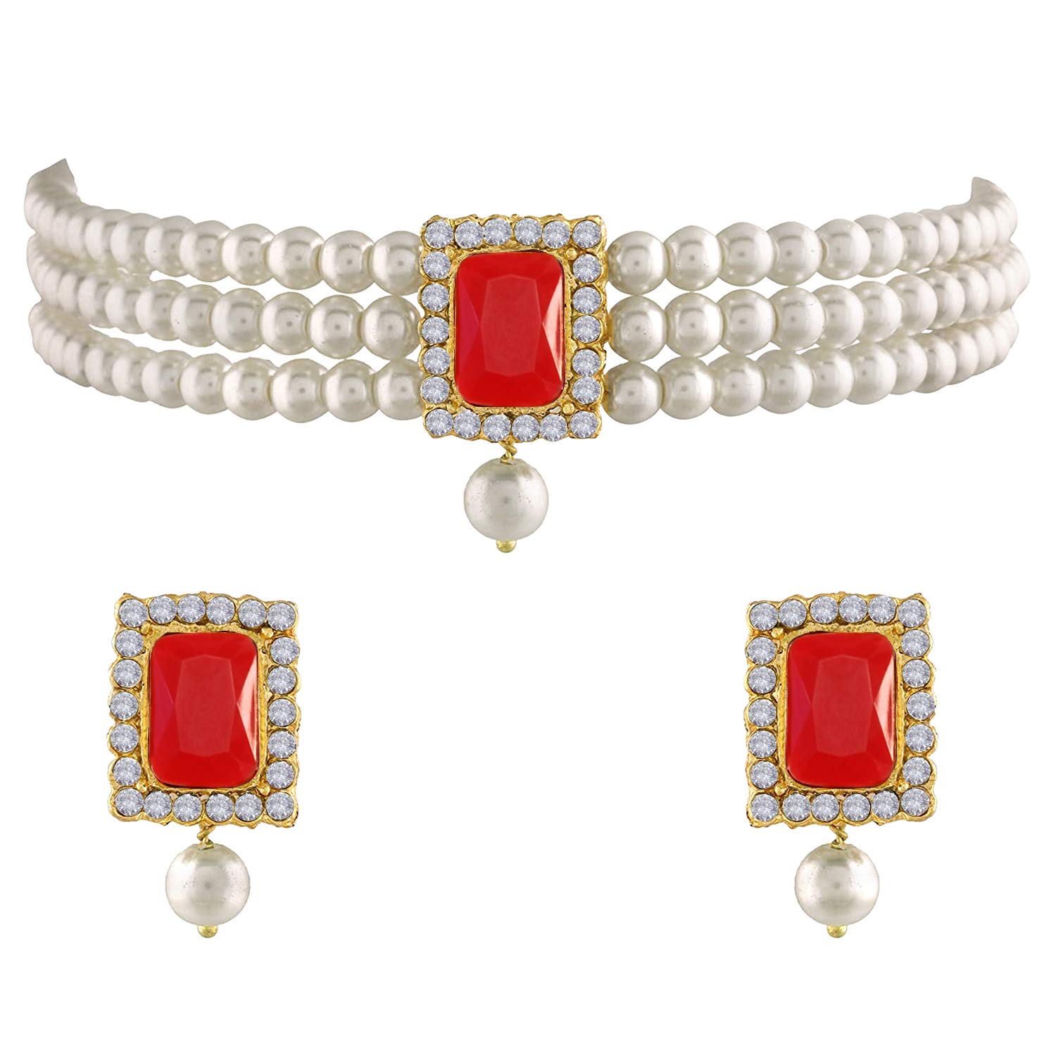 Elegant Aheli Ethnic Choker Necklace & Earrings Set - Boho Wedding Jewelry for Women | Perfect for Bollywood Parties, Bridal Shower & Festival Accessories
