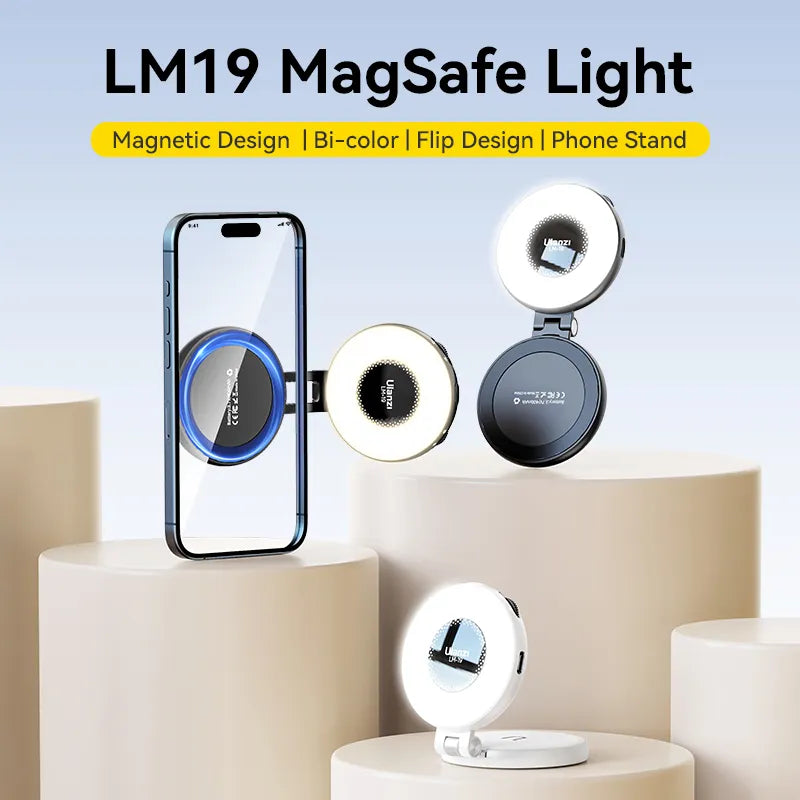 Ulanzi LM19 MagSafe LED Selfie Ring Light with Adjustable Brightness - Perfect for iPhone Photography, YouTube Videos & TikTok Content Creation