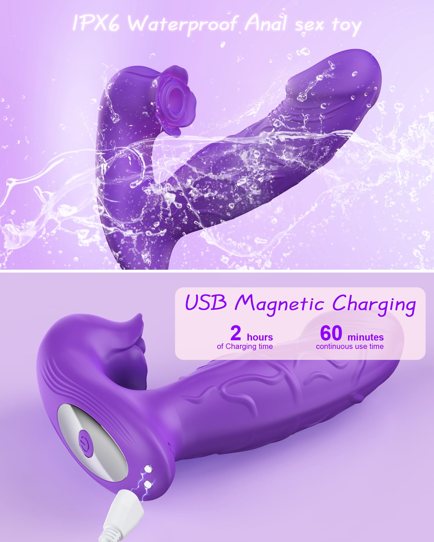 Premium Rose Vibrator for Women - 9 Suction & Vibration Modes, Remote Control G-Spot & Nipple Stimulator, Anal Plug - Adult Sex Toy for Women & Couples (Dark Purple) - Perfect for Solo Play & Couples Intimacy
