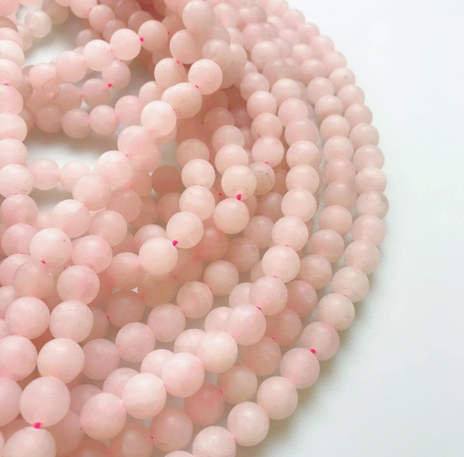 2.0mm Large Hole Rose Quartz Matte Round Beads - 6mm, 8mm, 10mm, 15.5 Strand - DIY Jewelry Making, Bracelets, Necklaces & Healing Crystal Crafts