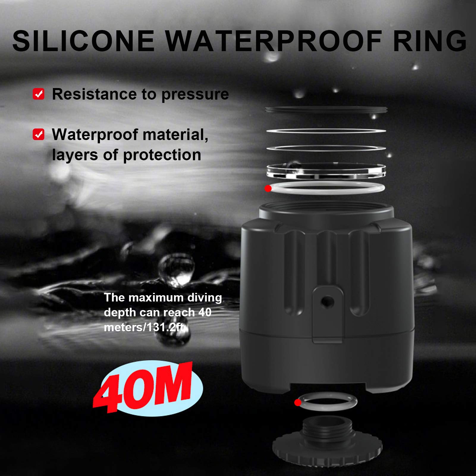 40M Waterproof LED Diving Light - 1000LM 7500K Rechargeable Underwater Video Light for Scuba Diving, Snorkeling & Underwater Photography