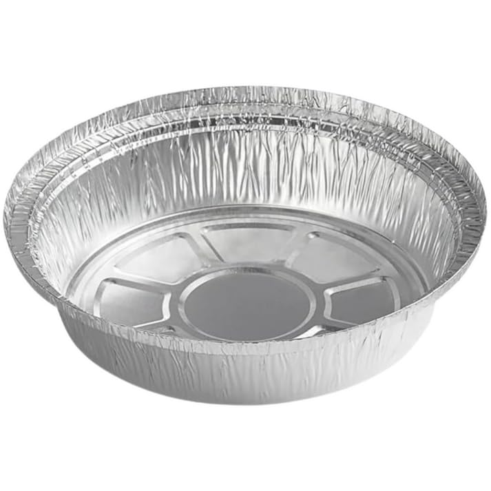 9-Inch Round Aluminum Foil Pans - Disposable Takeout Containers Without Lids (Silver, 10-Pack) - Perfect for Baking, Cooking, Meal Prep & Food Storage