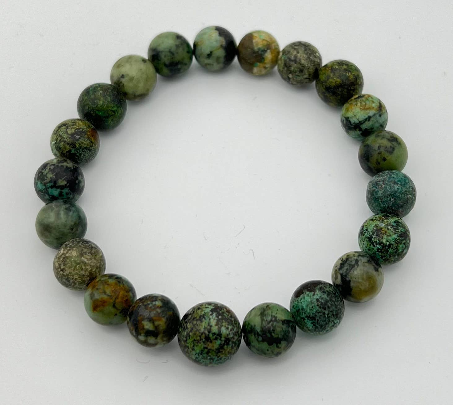 10mm African Turquoise Beaded Bracelet Mala - Long Length Spiritual Jewelry for Meditation, Yoga & Boho Fashion