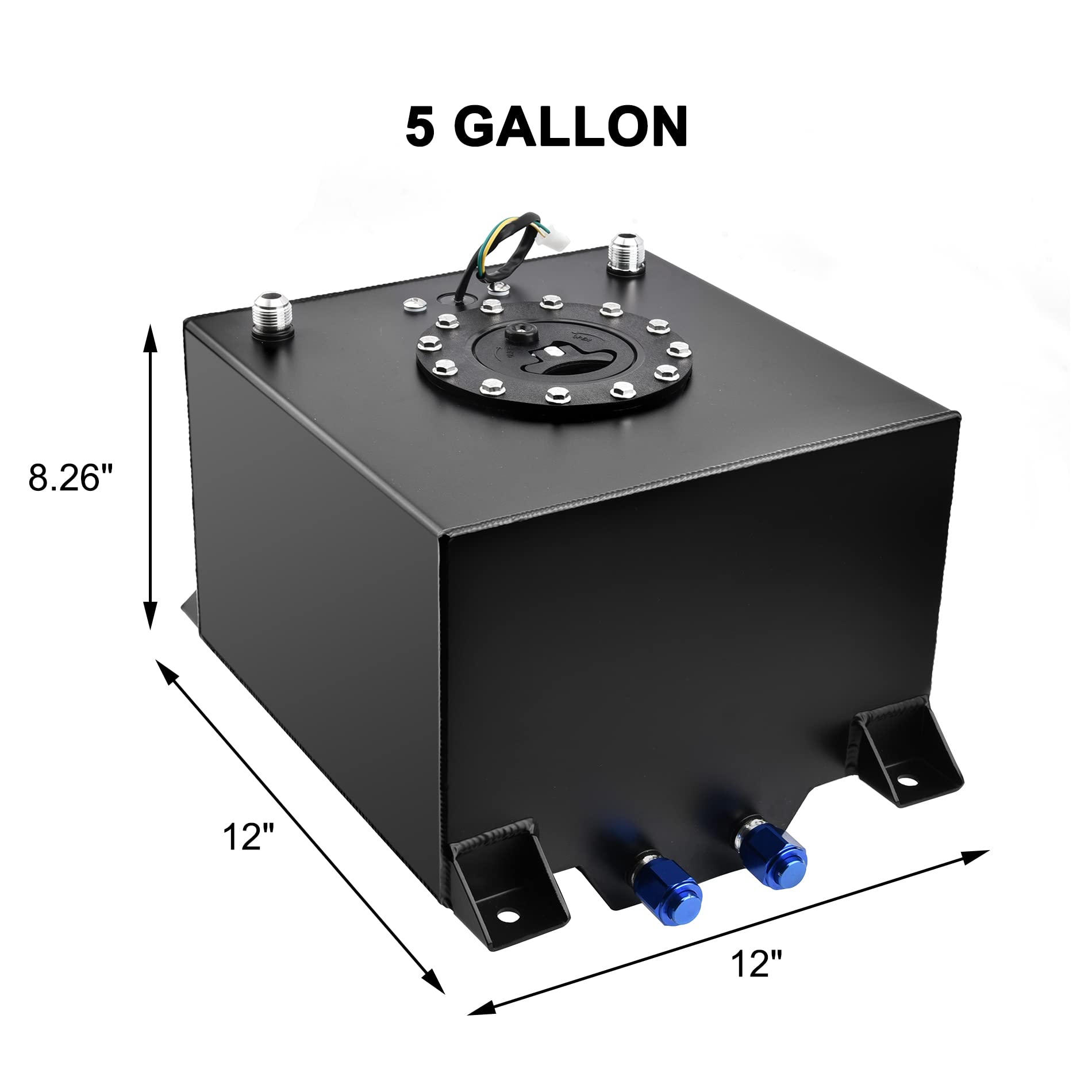EVIL ENERGY 5 Gallon Aluminum Fuel Cell Gas Tank with Level Sender - Black Street Drift Racing for Cars, Trucks & Off-Road Vehicles - Perfect for Drag Racing, Drifting & Performance Upgrades