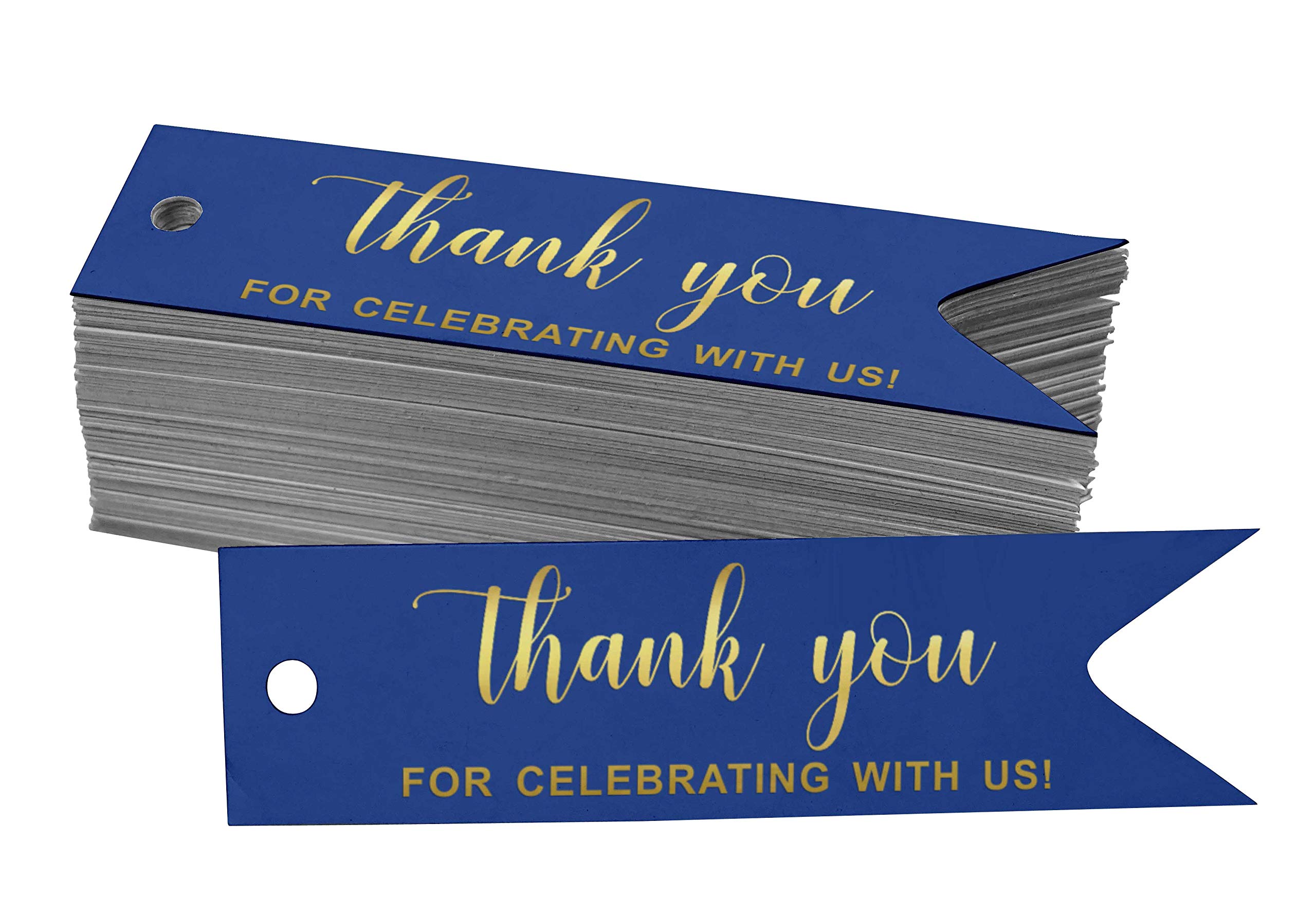 100pcs Gold Foil Thank You Tags for Bridal Shower Favors - Elegant Wedding Party Decorations & Gift Card Holders - Perfect for Baby Showers, Anniversary Celebrations and Special Events