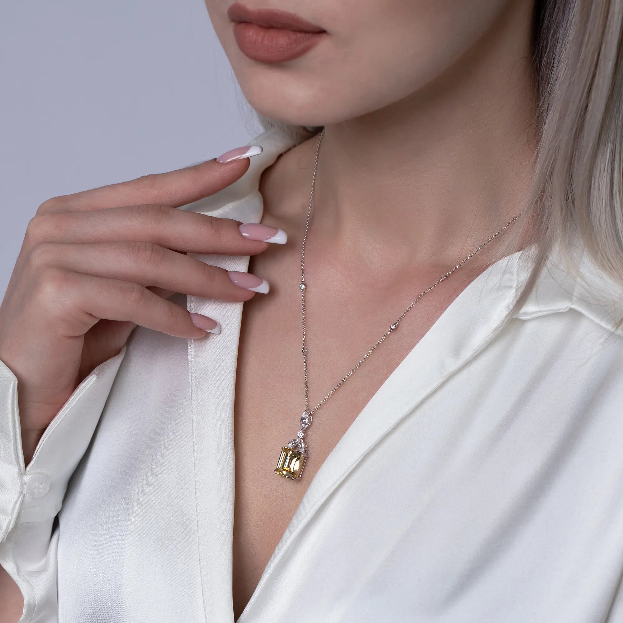 Elegant Gemstone Baguette Necklace for Women - Dainty Layering Jewelry for Everyday Wear & Special Occasions