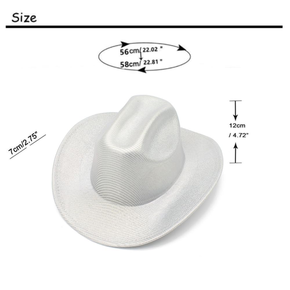 LIDHAY Space Cowboy Holographic Rave Hat - Western Cowboy Cowgirl Hat with Glitter for Women & Men - Perfect for Disco Party, Music Festival, and Rave Costume