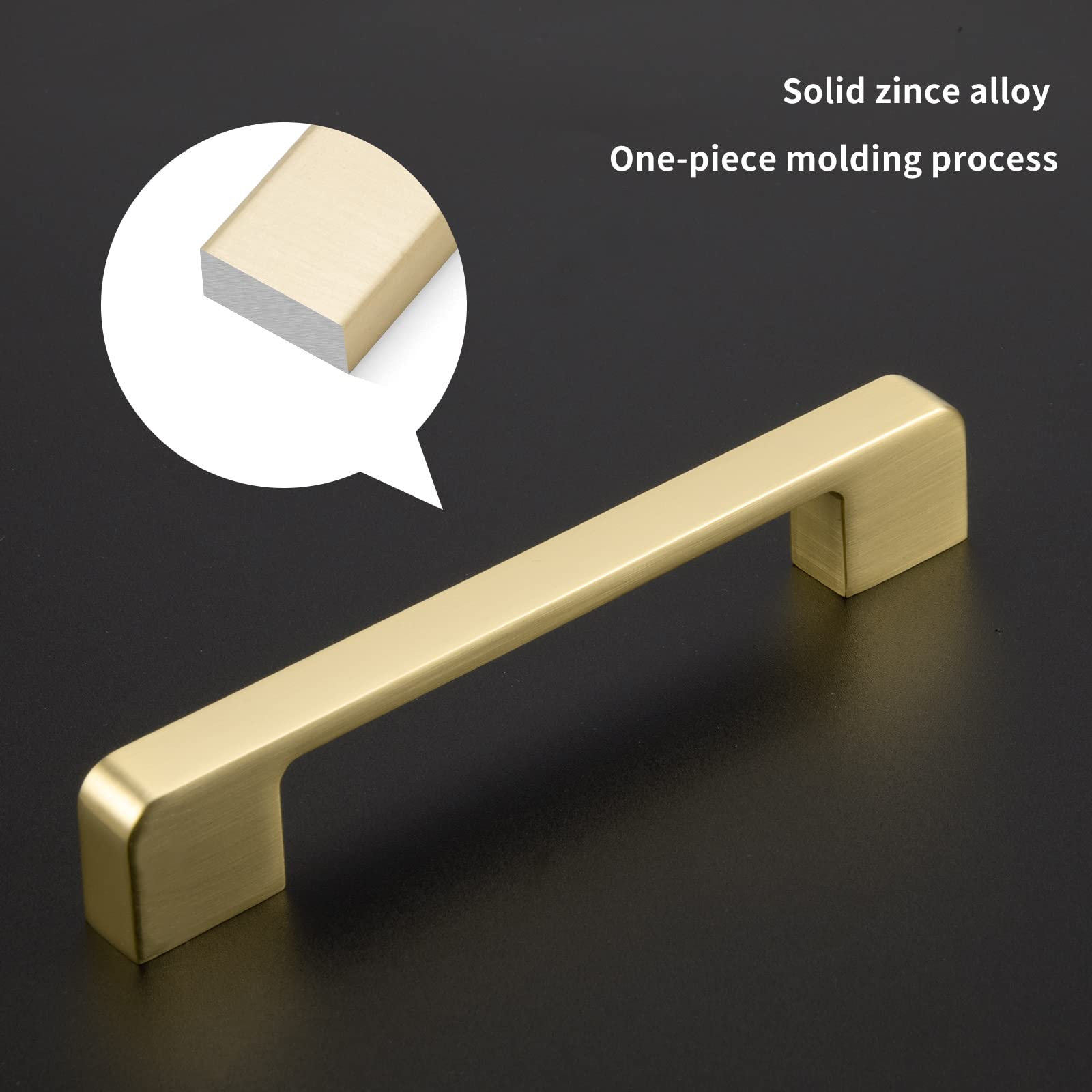 25 Pack 6-1/4 Inch Brushed Gold Cabinet Pulls - Solid Brass Drawer Handles for Kitchen Cabinets, Dressers & Furniture - Easy Installation & Durable Hardware (Perfect for Home Renovation & DIY Projects)