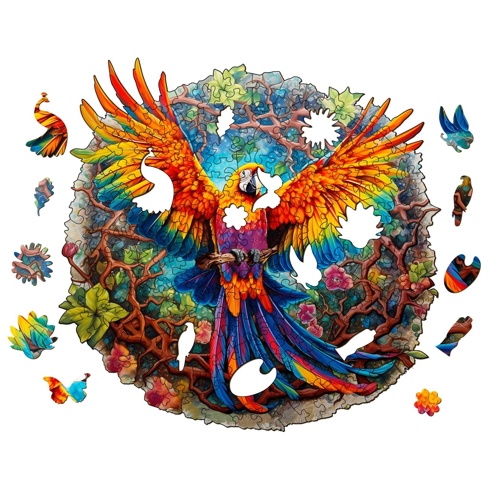 KAAYEE Wooden Animal Puzzles - Parrot Shape Wooden Puzzle with Gift Box - Educational Toys for Kids, Montessori Learning, Brain Teaser for Toddlers & Children - Perfect for Birthday Gifts, Classroom Activities & Family Game Night