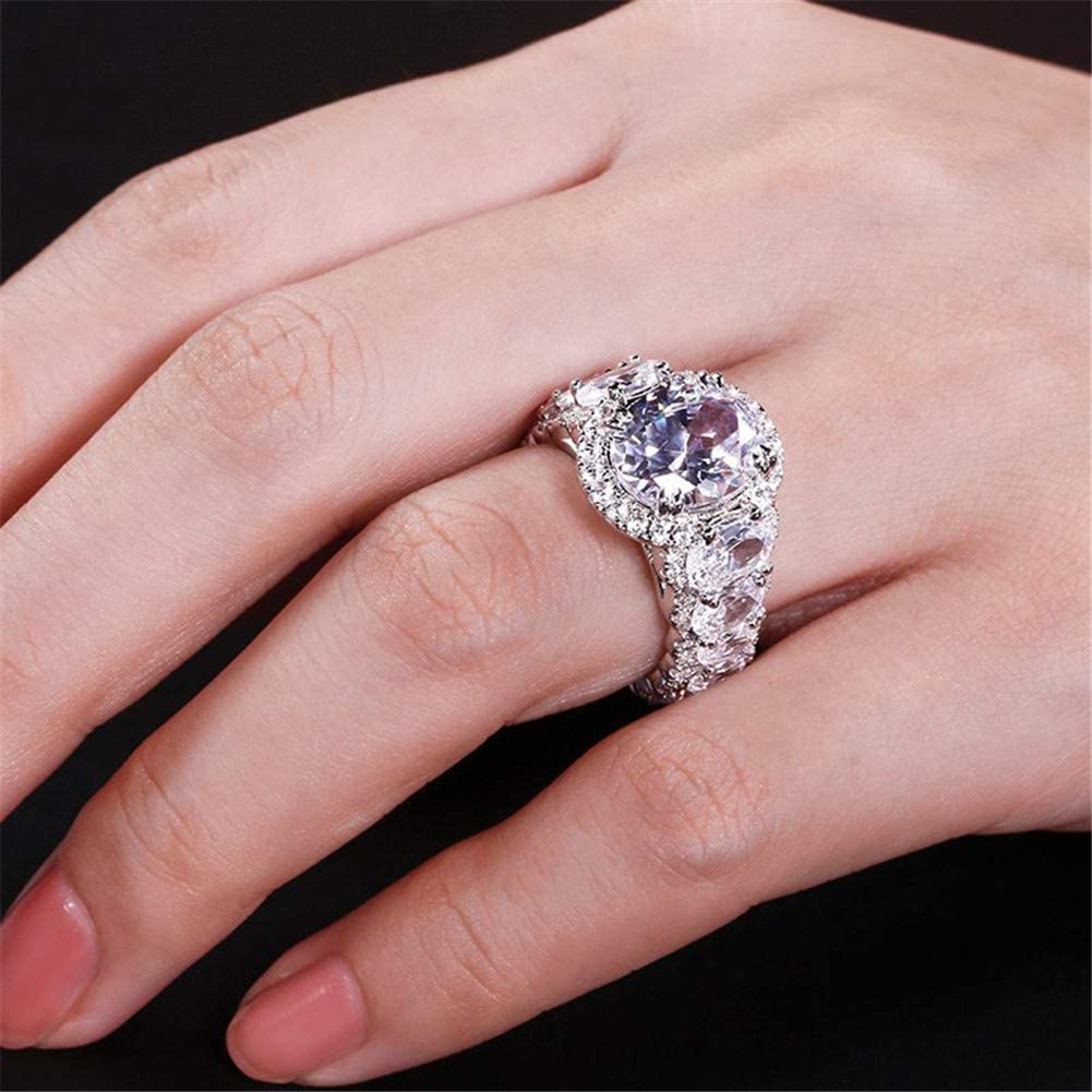 8.2 Carat Oval Cut Cubic Zirconia Halo Engagement Ring for Women - Sterling Silver CZ Solitaire Wedding Band, Romantic Jewelry Gift for Anniversary, Proposal & Special Occasions