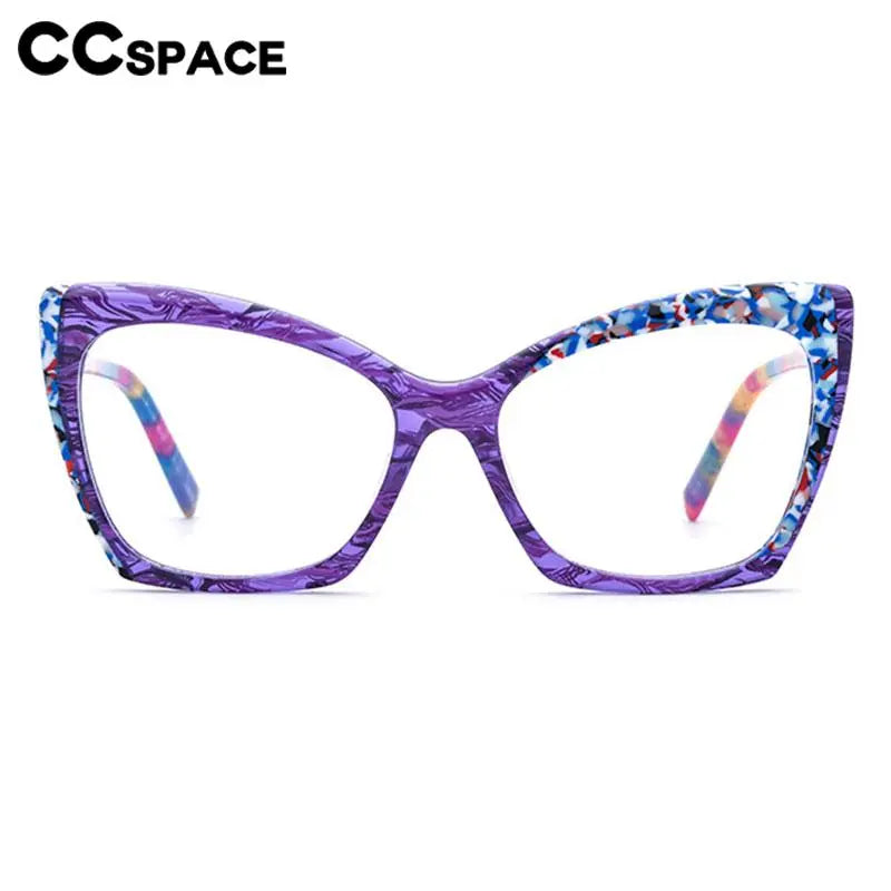 CCspace Unisex Full Rim Cat Eye Acetate Eyeglasses 56921 - Stylish Retro Frame for Men & Women - Perfect for Reading, Work, and Fashion Accessories