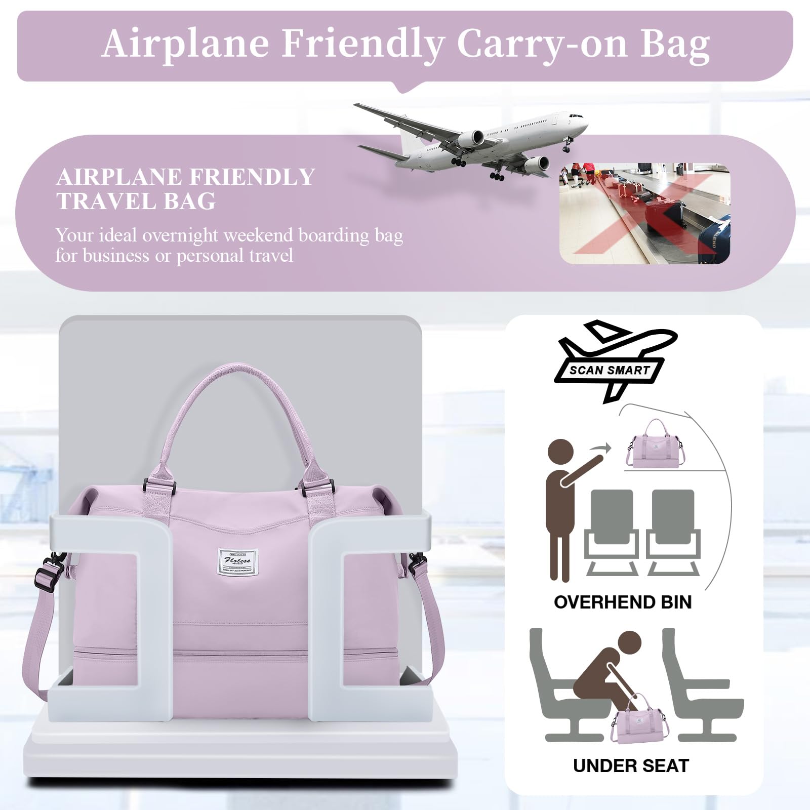 Stylish Weekender Bags for Women - Spacious Travel Duffel with Separate Shoe Compartment & Toiletry Bag - Perfect for Overnight Trips, Gym, and Weekend Getaways