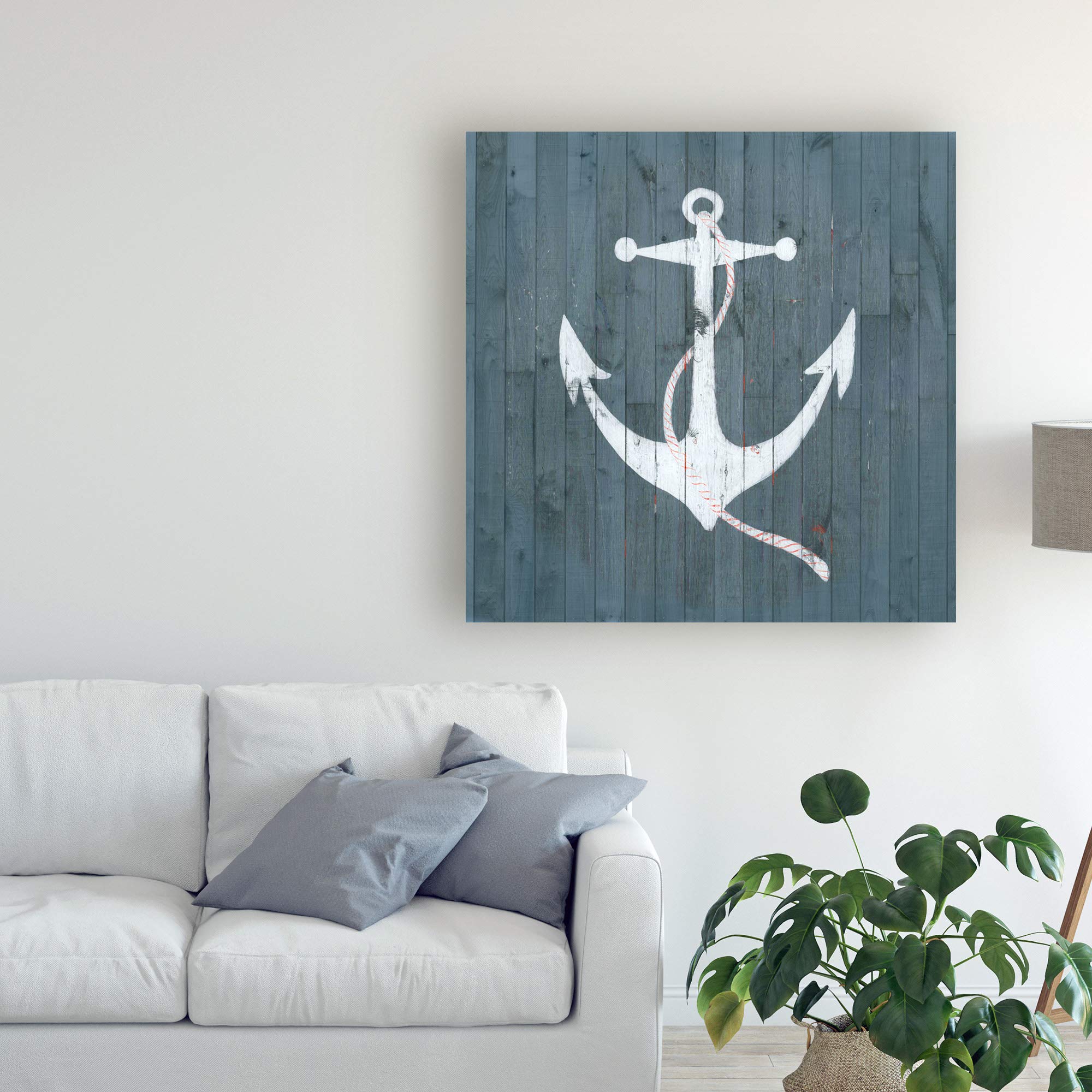 Grace Popp Nautical Plank IV - 18x18 Inch Coastal Wall Art Print - Perfect for Beach House Decor, Living Room & Office