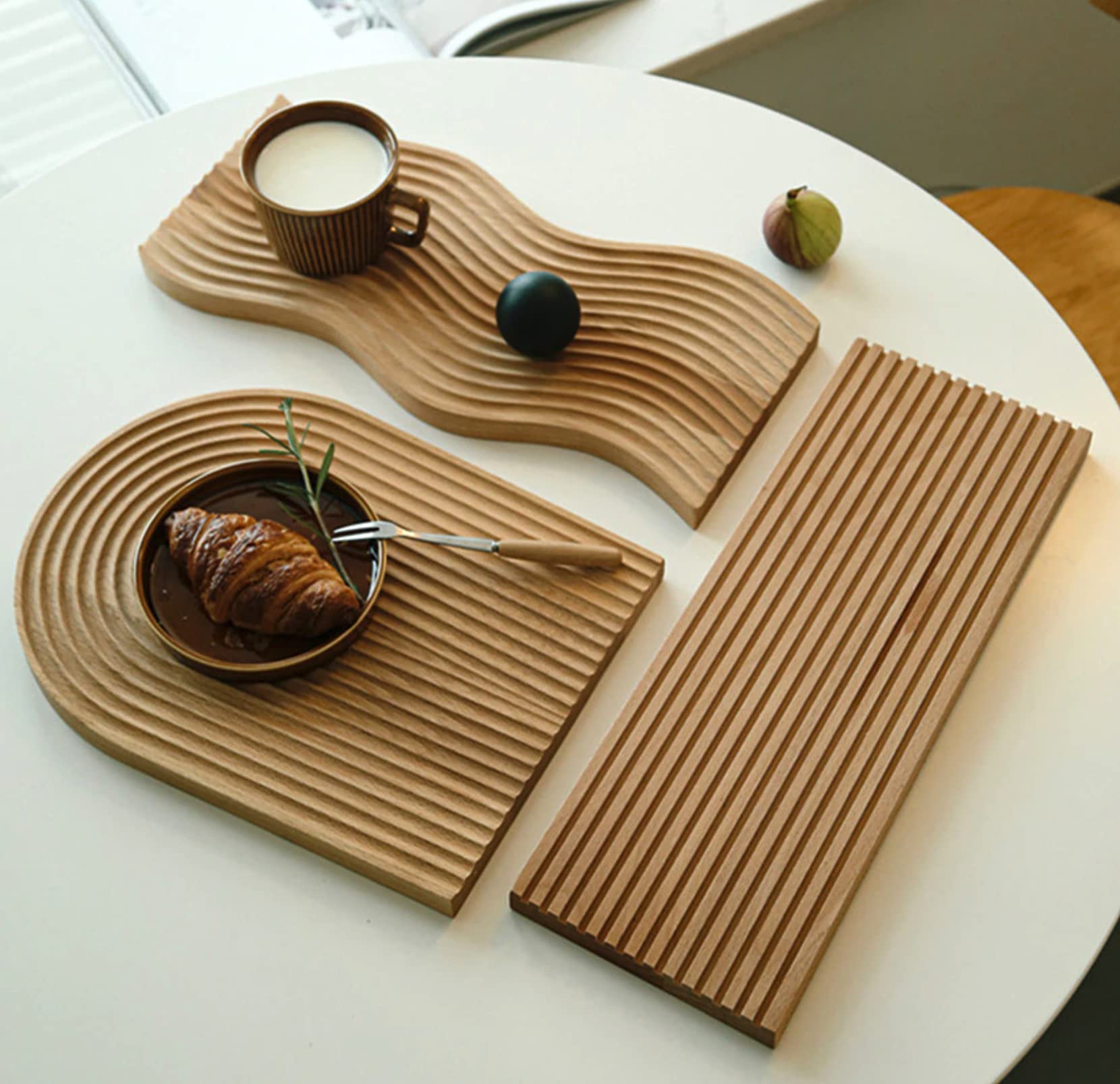 Handcrafted Wood Serving Tray - Multi-Purpose Charcuterie Board, Cheese Platter & Snack Tray with Unique Arch and Wave Designs | Perfect for Entertaining, Wedding Gifts & Kitchen Serving