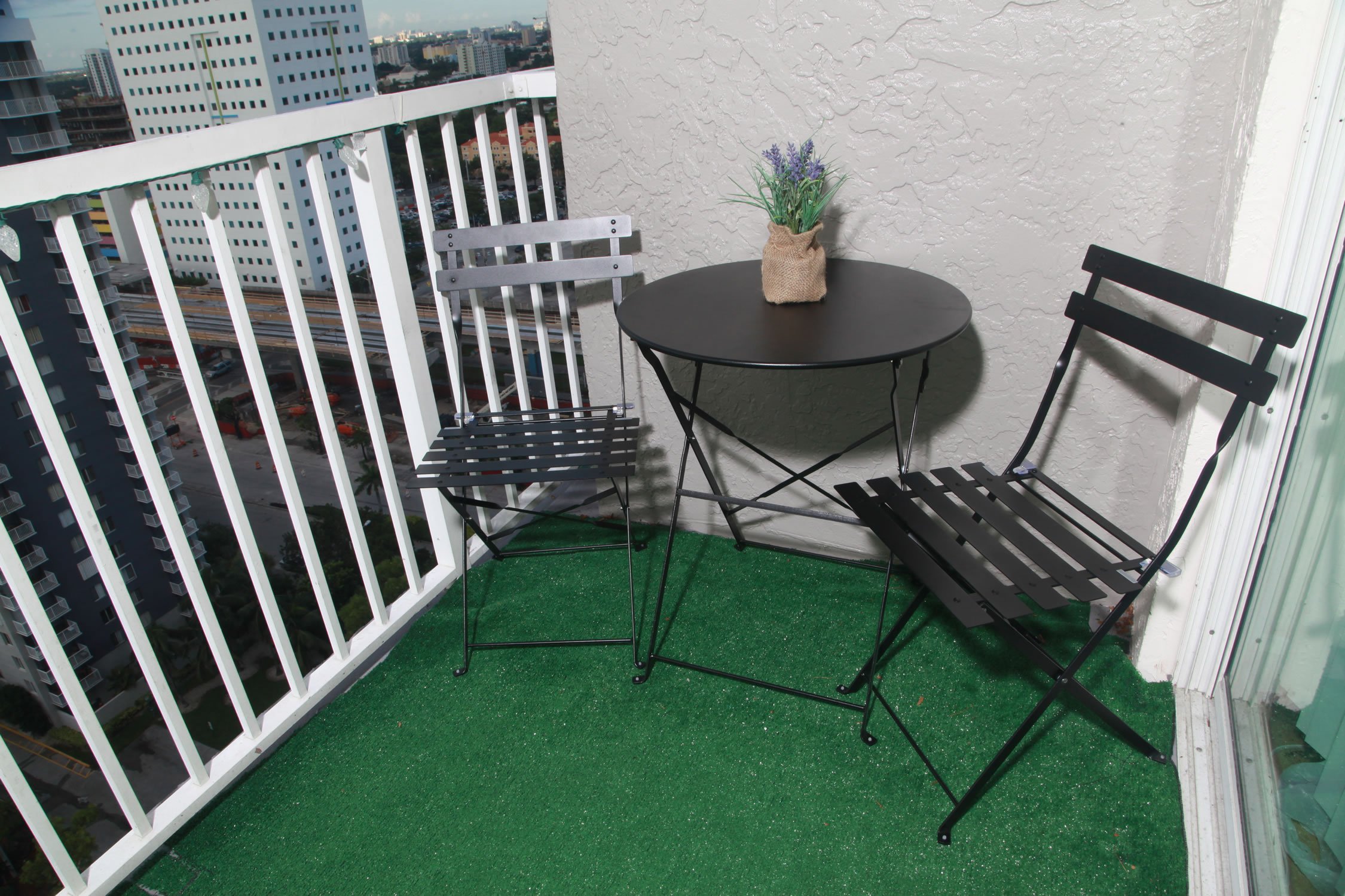 Outdoor Bistro Set - 3 Piece Black Patio Furniture with 1 Folding Table & 2 Chairs, Safe Locking Mechanism | Perfect for Garden, Balcony, Backyard & Small Space Dining