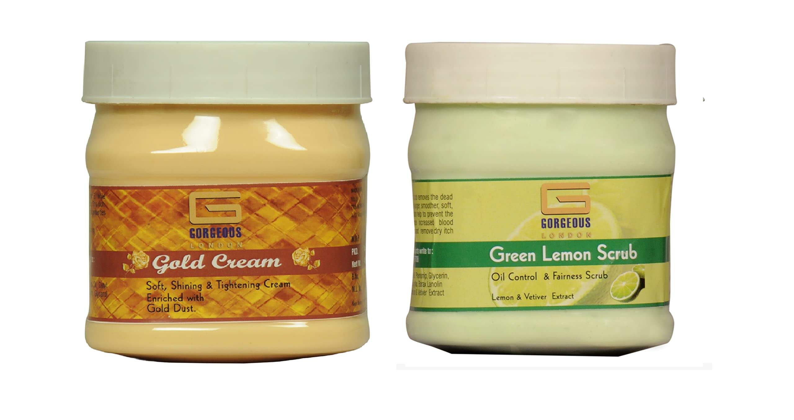 London Gold Cream & Green Lemon Scrub Duo - 2 Pack (450ml Each) | Exfoliating & Moisturizing Body Scrub for Soft, Glowing Skin | Perfect for Spa Day & Self-Care Routine