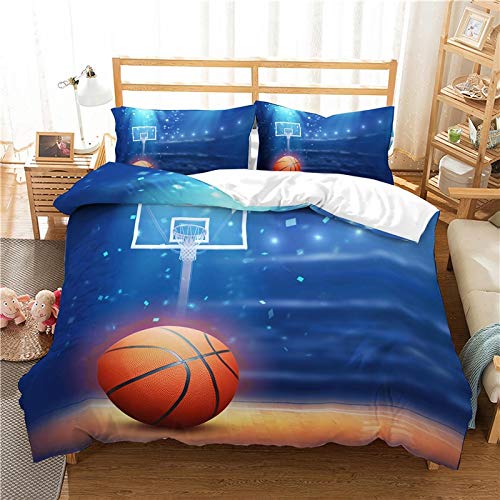 **Basketball Themed 3D Bedding Set for Kids - Full/King/Twin/Queen Size Duvet Cover with Pillowcases - Soft & Breathable Bed Linens for Boys & Girls - Perfect for Bedrooms, Dorms, and Sleepovers**
