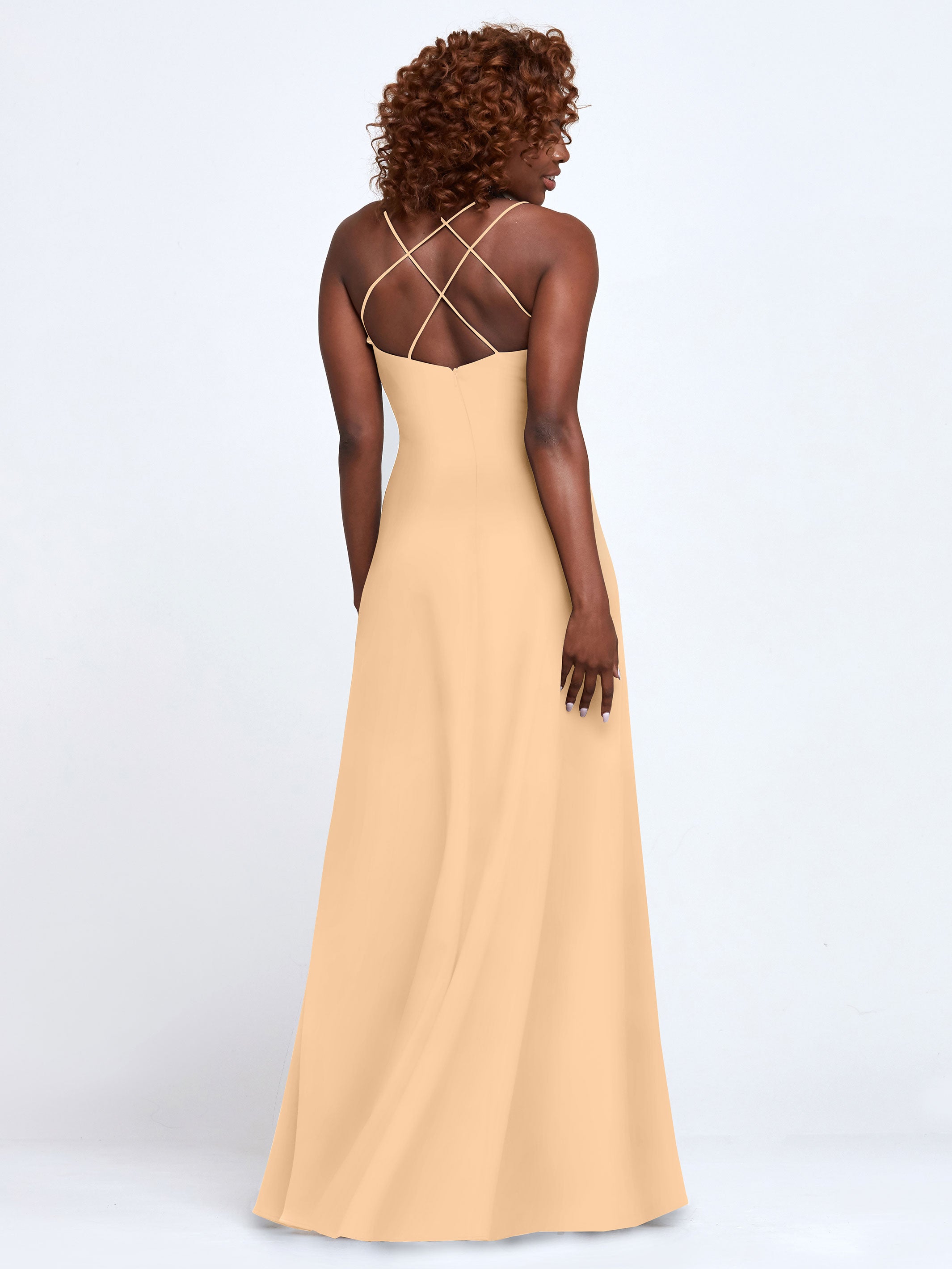 Elegant 83045 Double Knit A-Line Bridesmaid Dress with Adjustable Spaghetti Straps - Perfect for Weddings, Formal Events & Special Occasions