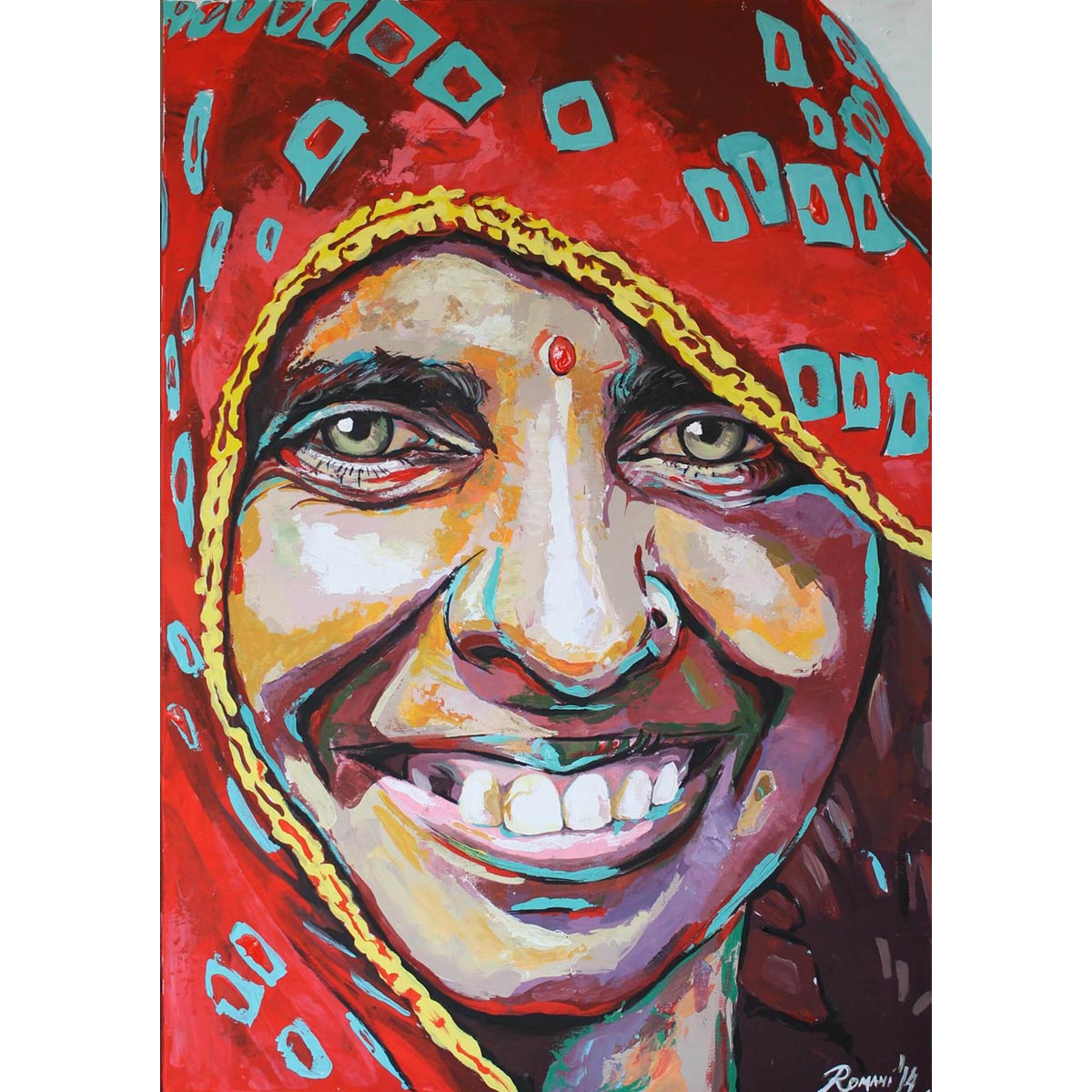 Hindu Smile Acrylic Canvas Wall Art - Vibrant Spiritual Decor for Home, Office & Meditation Spaces
