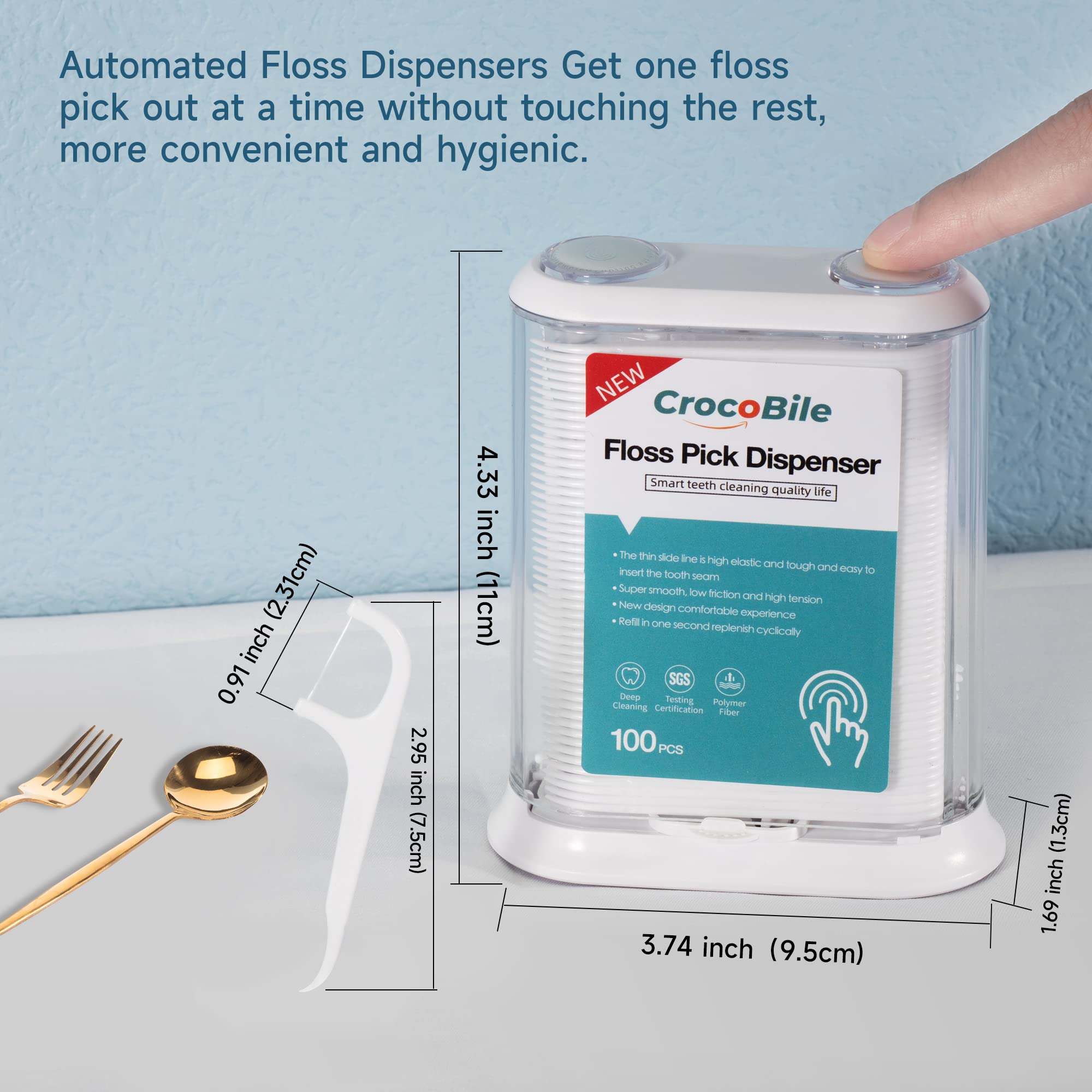 Premium CrocoBile Advanced Clean Floss Picks - 400 Count Refill Box | Strong Elasticity Dental Floss (No Break & No Shred) | Perfect for Floss Pick Dispenser Refill | Ideal for Travel, Home & Office Oral Care