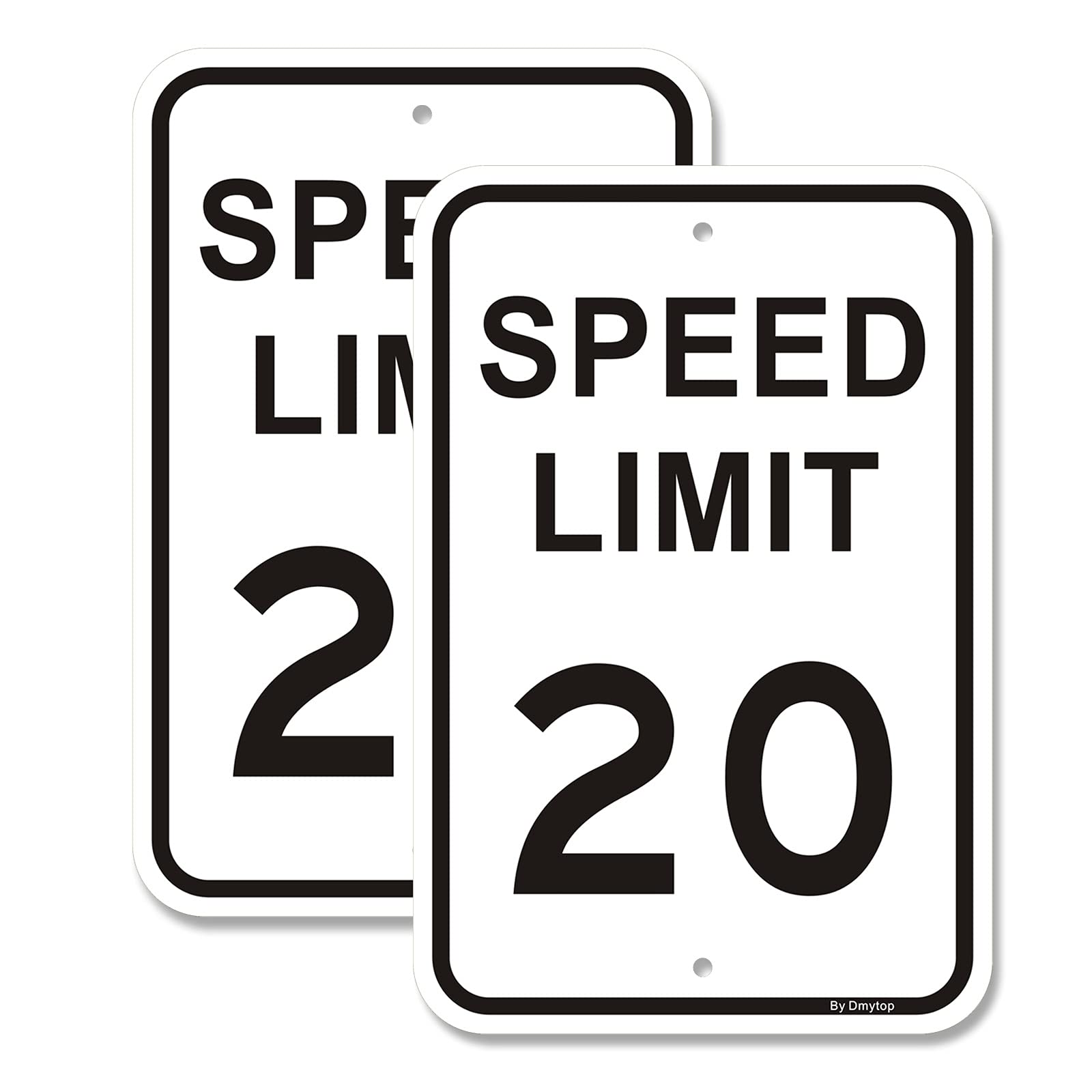 Slow Down Speed Limit 20 MPH Sign - 18x12 Inch Reflective Aluminum Road Sign, UV Protected & Weatherproof - 2 Pack for School Zones, Parking Lots & Neighborhood Safety